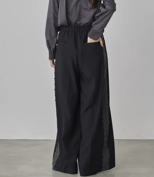 蕾絲寬褶褲 - 2026 流行穿搭  女士長褲 春夏時尚穿搭 柔軟舒適 成人休閒 日常穿搭 易於配搭 日本直送   #JP-I-260014