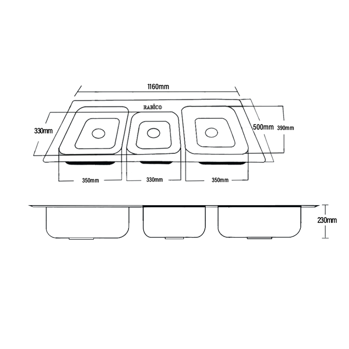 Rabico 2-1/2 H/D Stainless Steel Kitchen Sink (11650#) W6-14