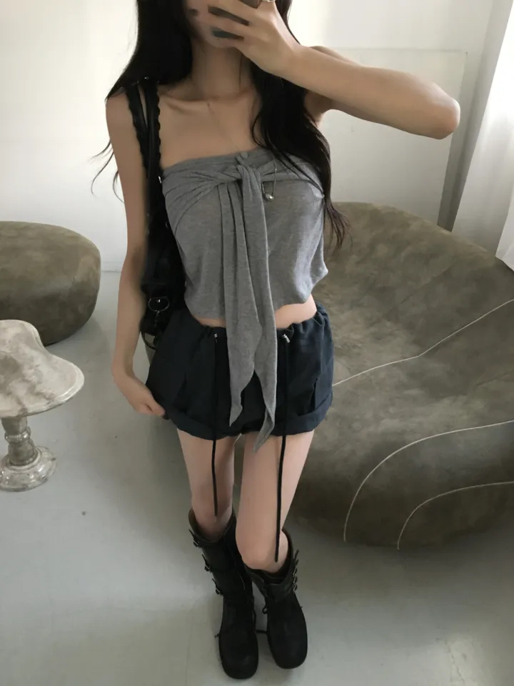 Tie-Front Cropped Tube Top