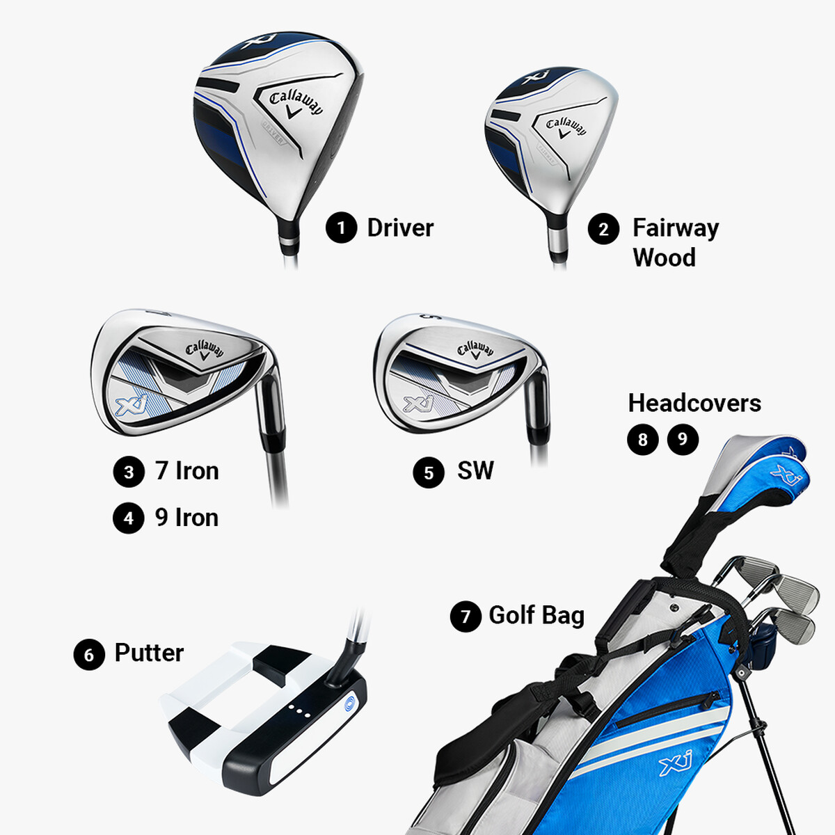 CALLAWAY XJ LEVEL 2 JUNIOR 6-CLUBS 6支裝連球包套裝