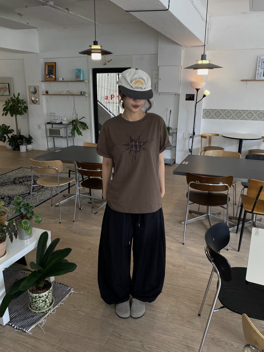 Plaid Star Patchwork Oversized Tee