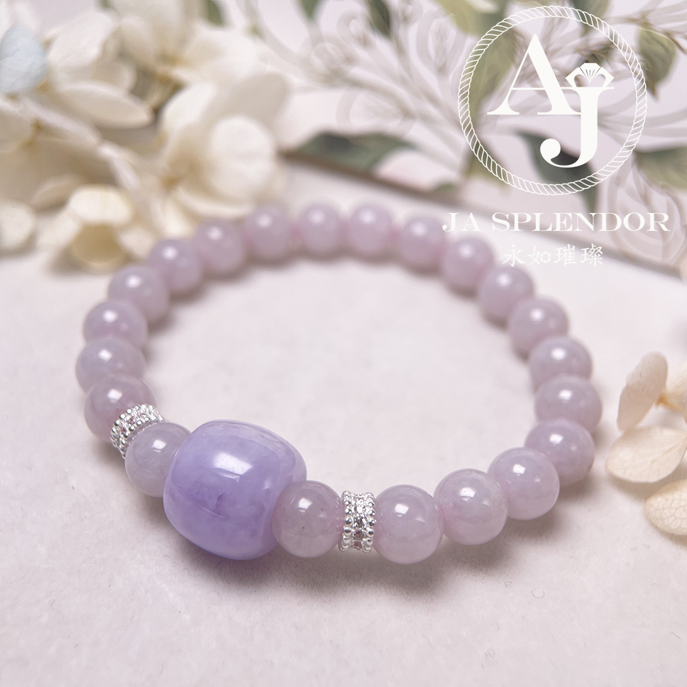 FBG26-H18 天然翡翠A玉-冰種紫羅蘭路路通拼粉色翡翠手串（旺人緣）