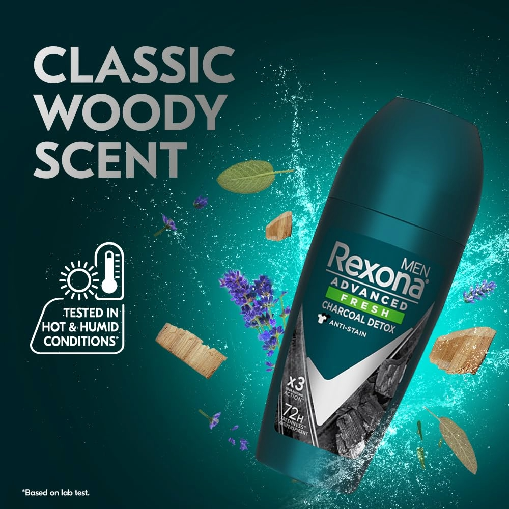 Rexona Men Roll on Deodorant 45ml/50ml Charcoal Detox