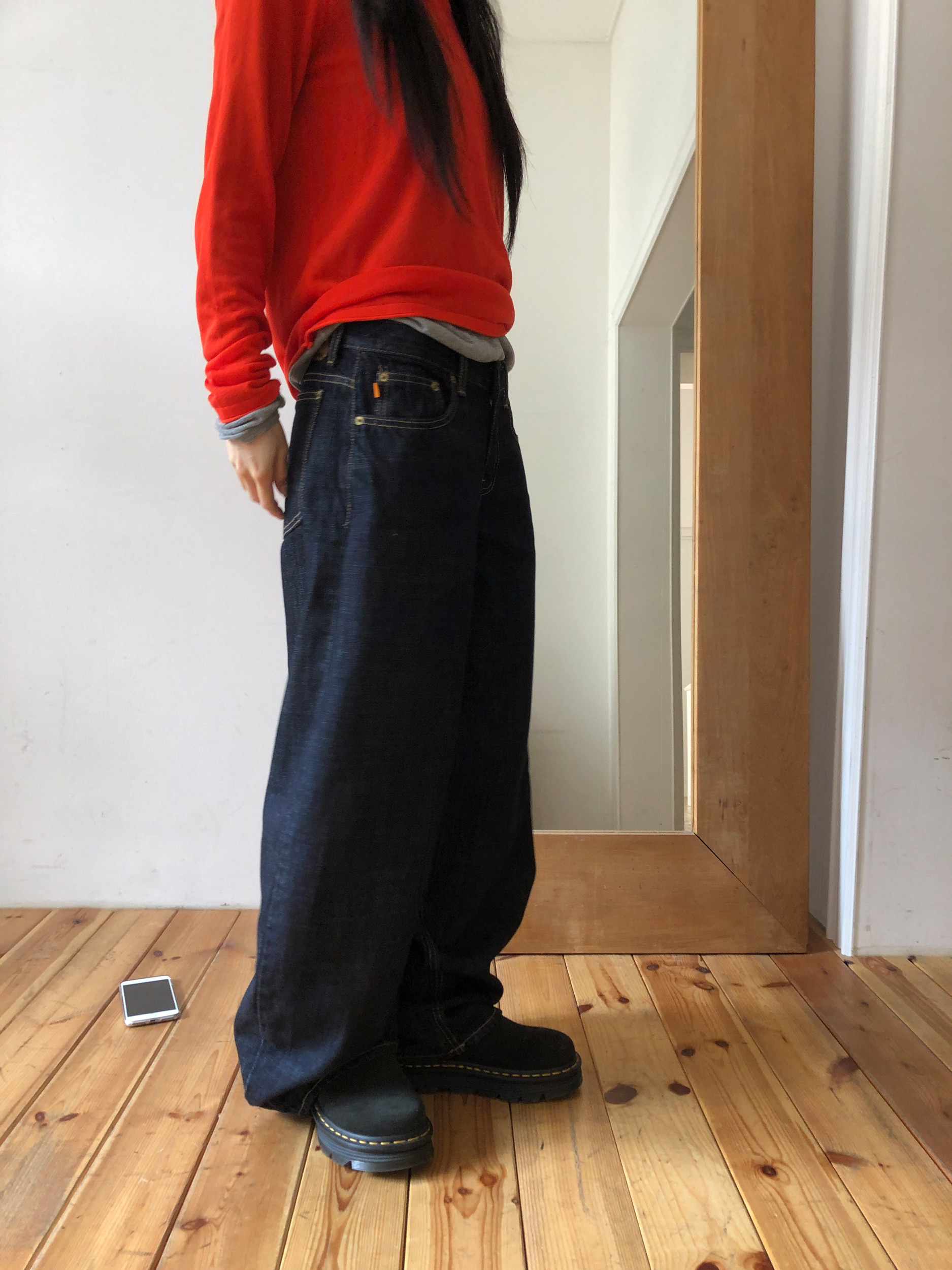 Raw Low Wide Denim Pants