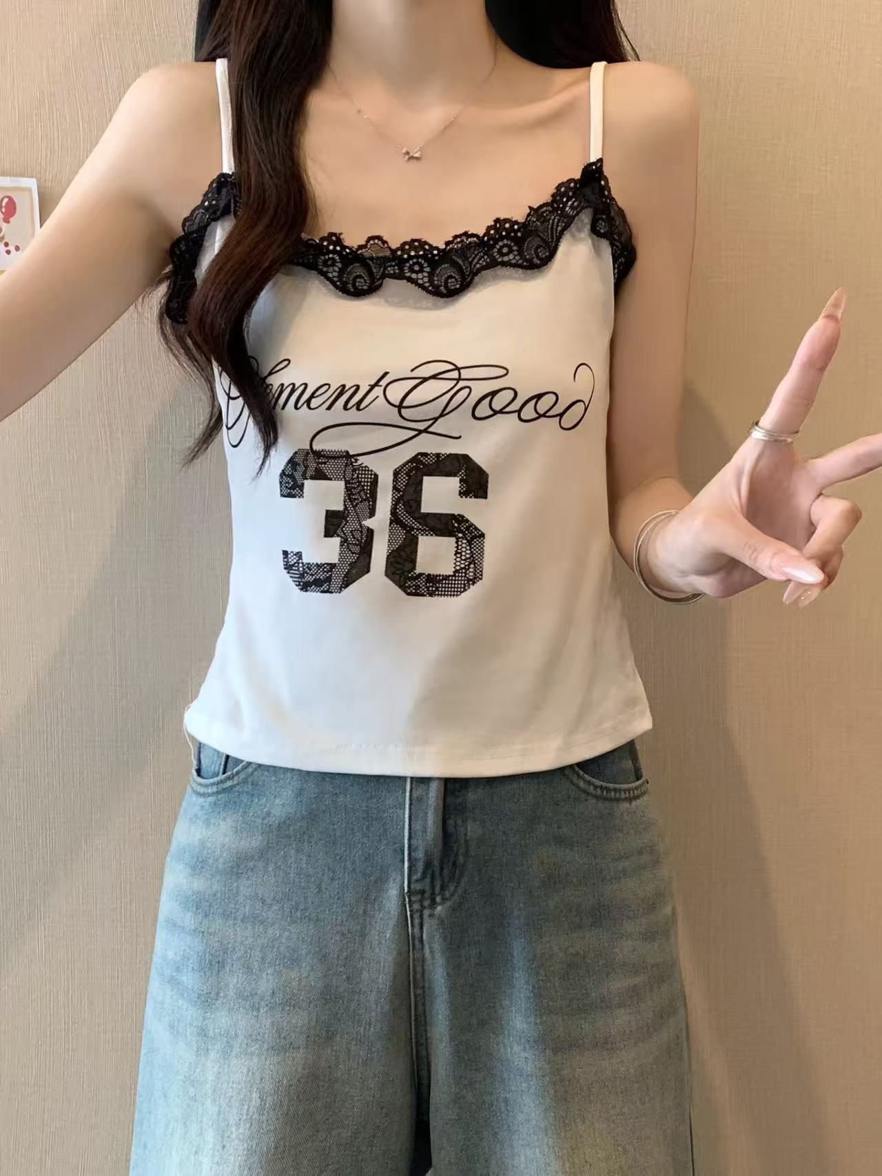 TP351球衣风印花吊带