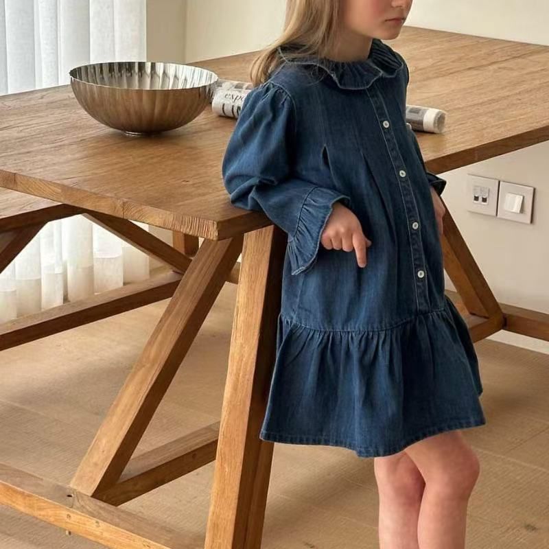 韓版荷葉領簡約牛仔裙