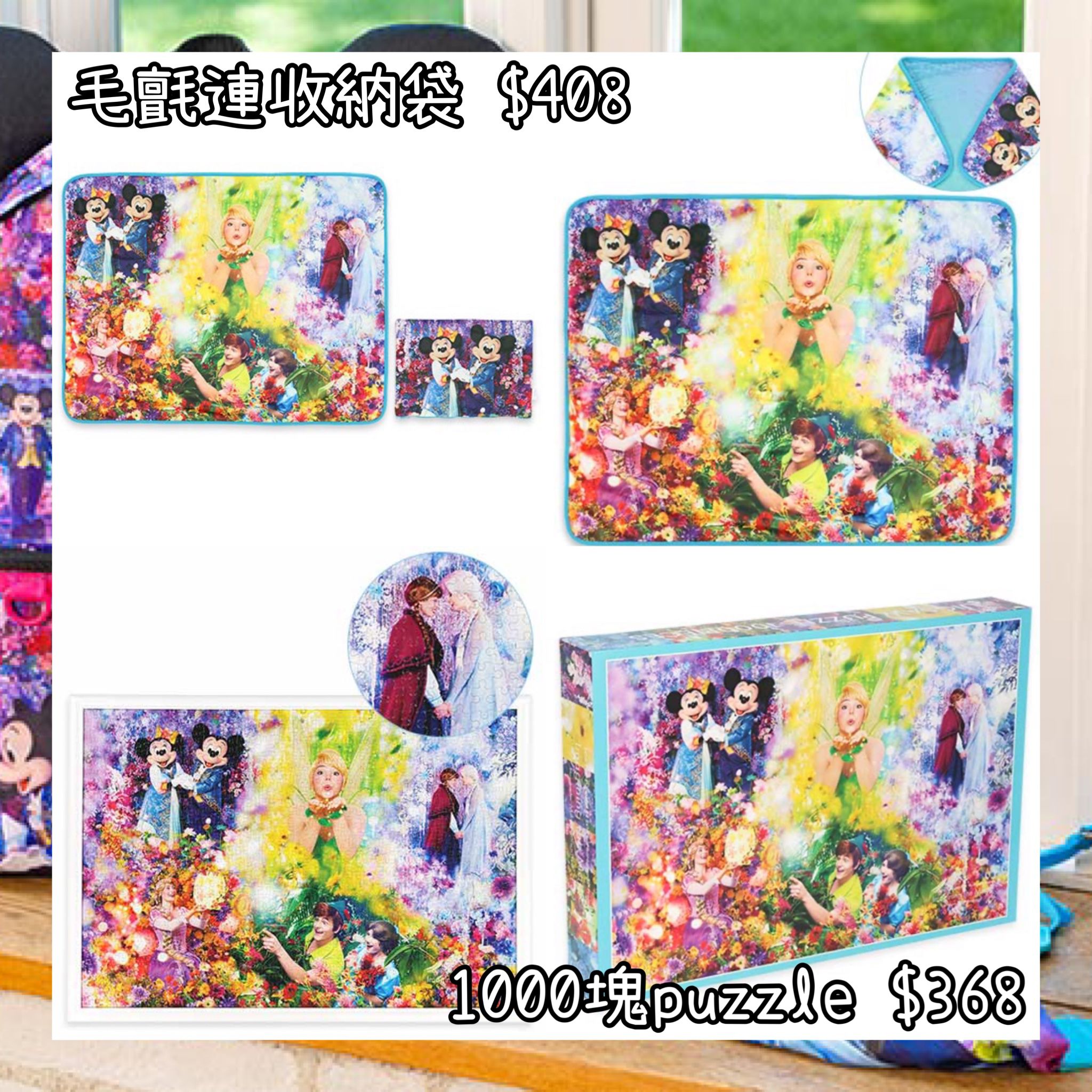 ：日本：DISNEYLAND園區產品 IMAGINING THE MAGIC 6/3 日本發賣 毛氈連收納袋 1000塊 PUZZLE
