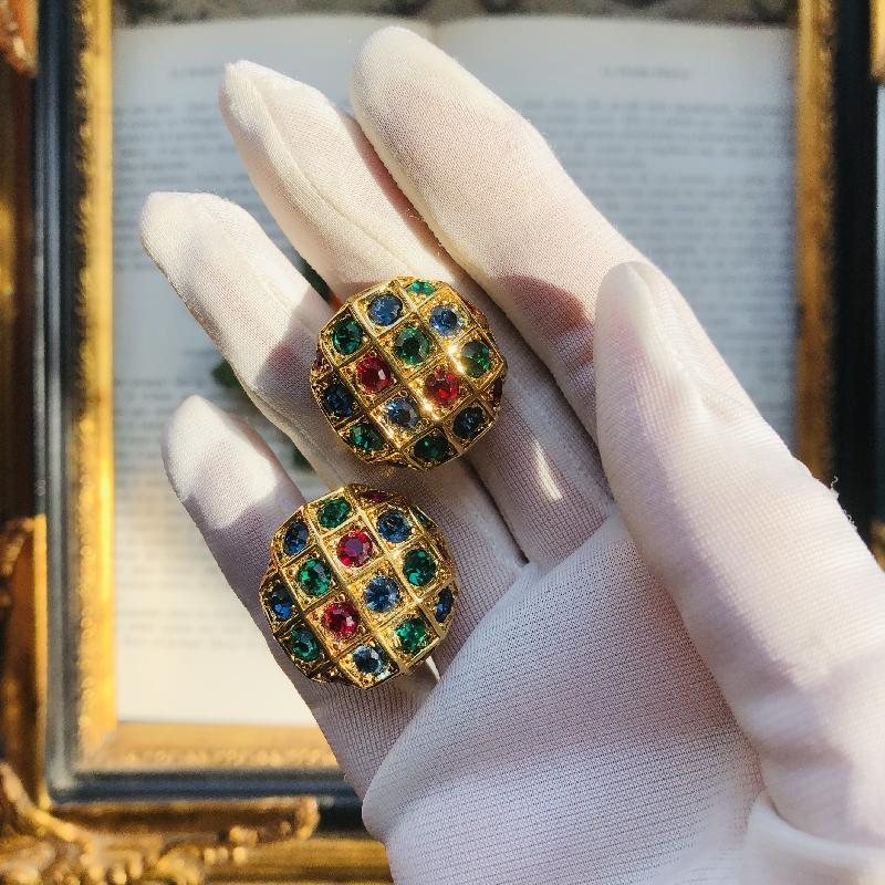 1980s Canadian Designer D'orlan High Quality Colourful Rhinestone/Crystal Clip Earrings(MT1877-9)