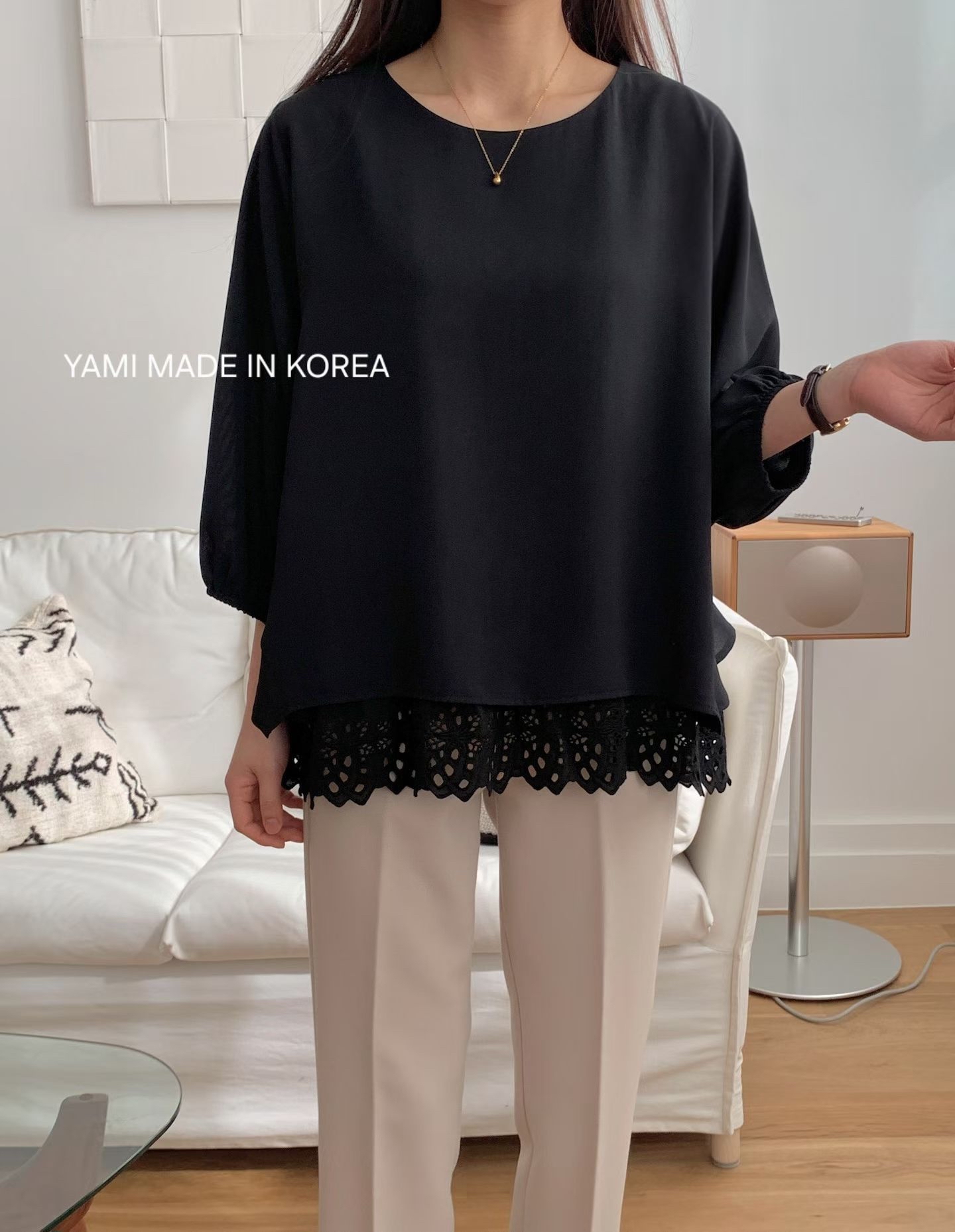 假2 件通花腳Top