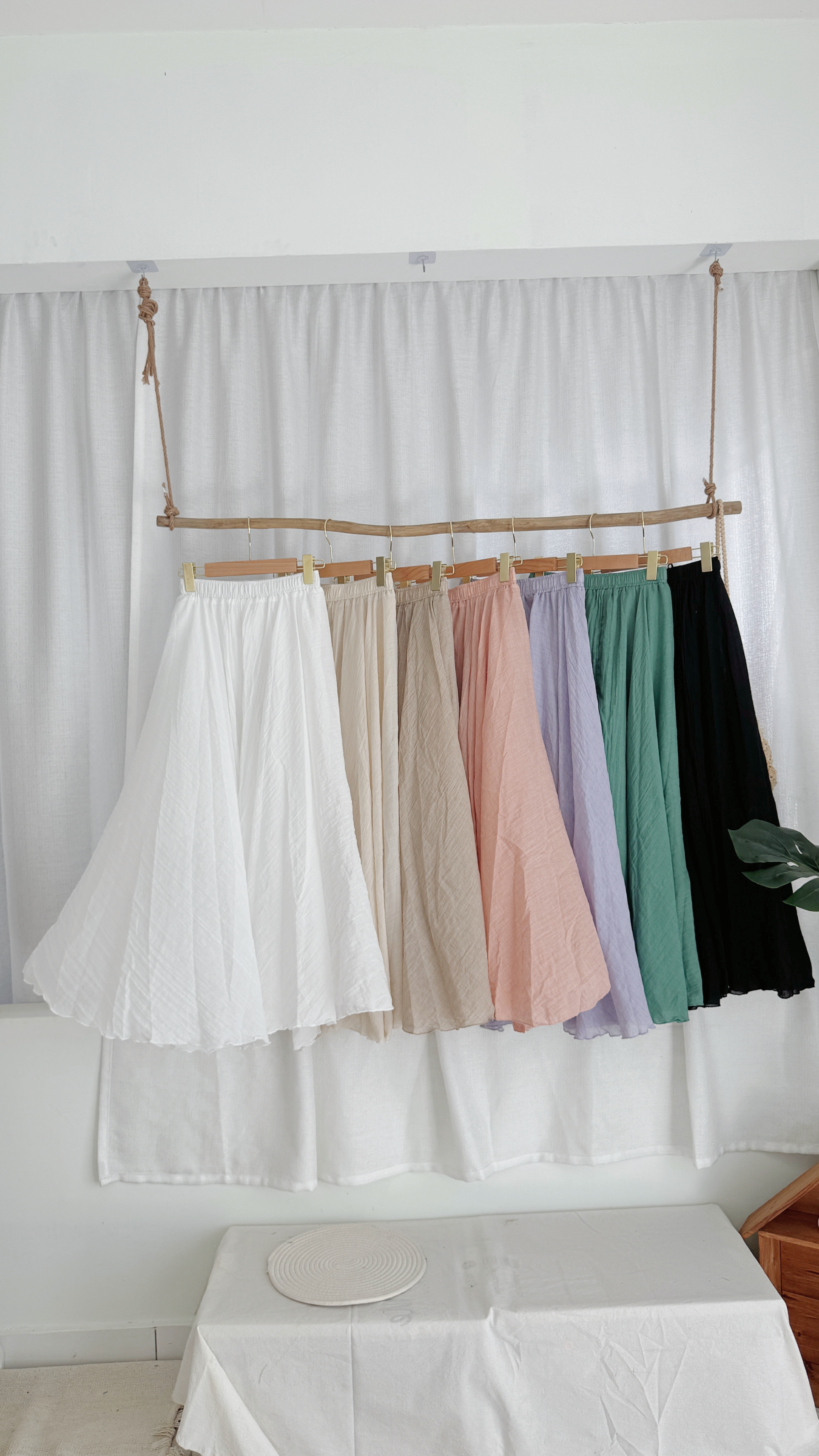 简约气质薄款棉麻半裙