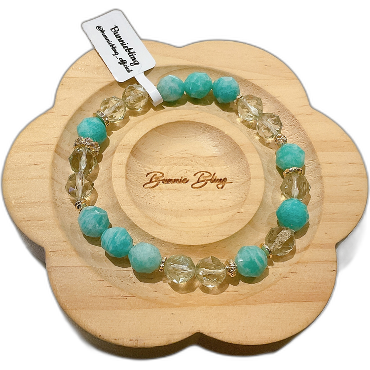 【碧海森息 •希望之流】天河石與綠水晶手串