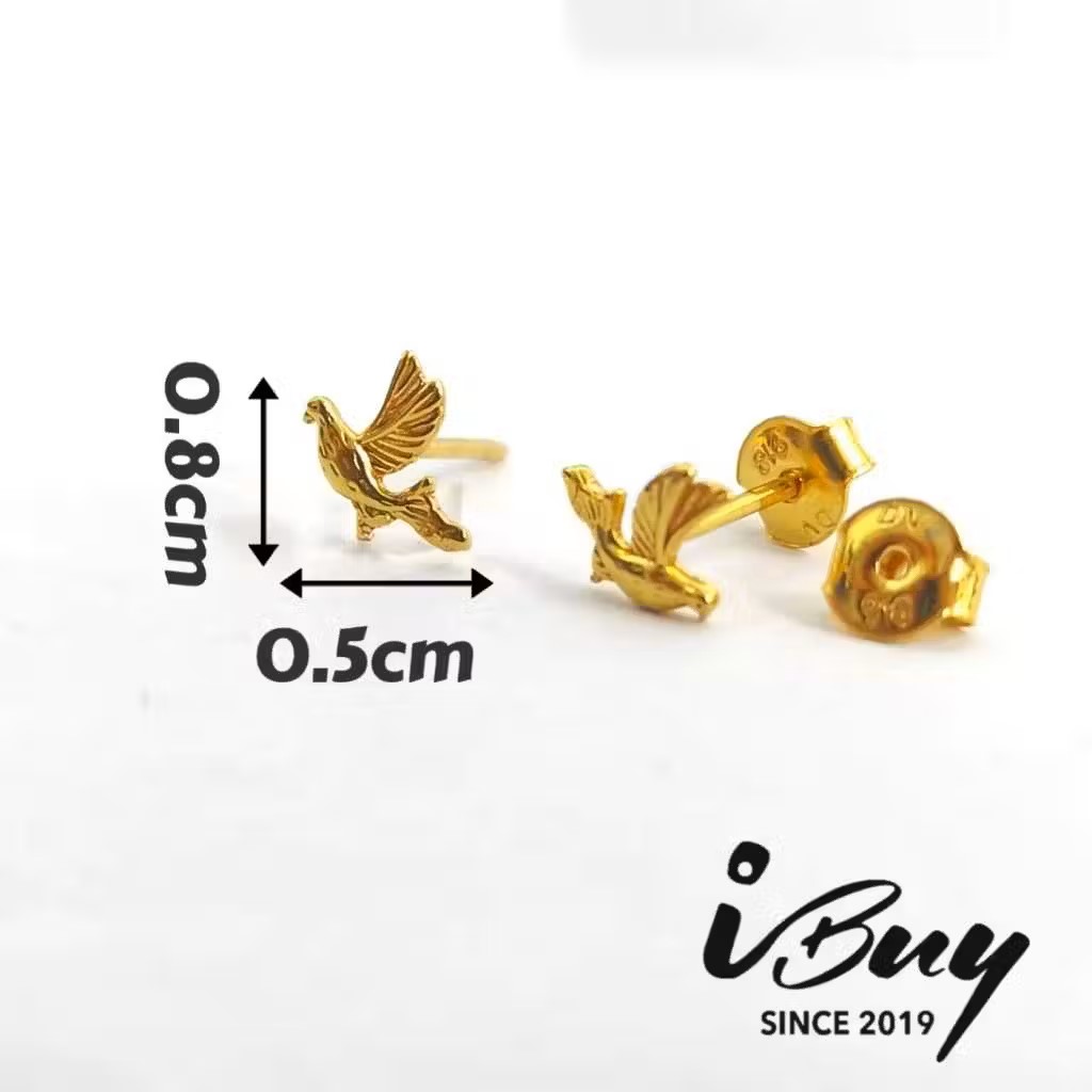916 GOLD DOVE EARRING 916 金 金鸽子耳钉