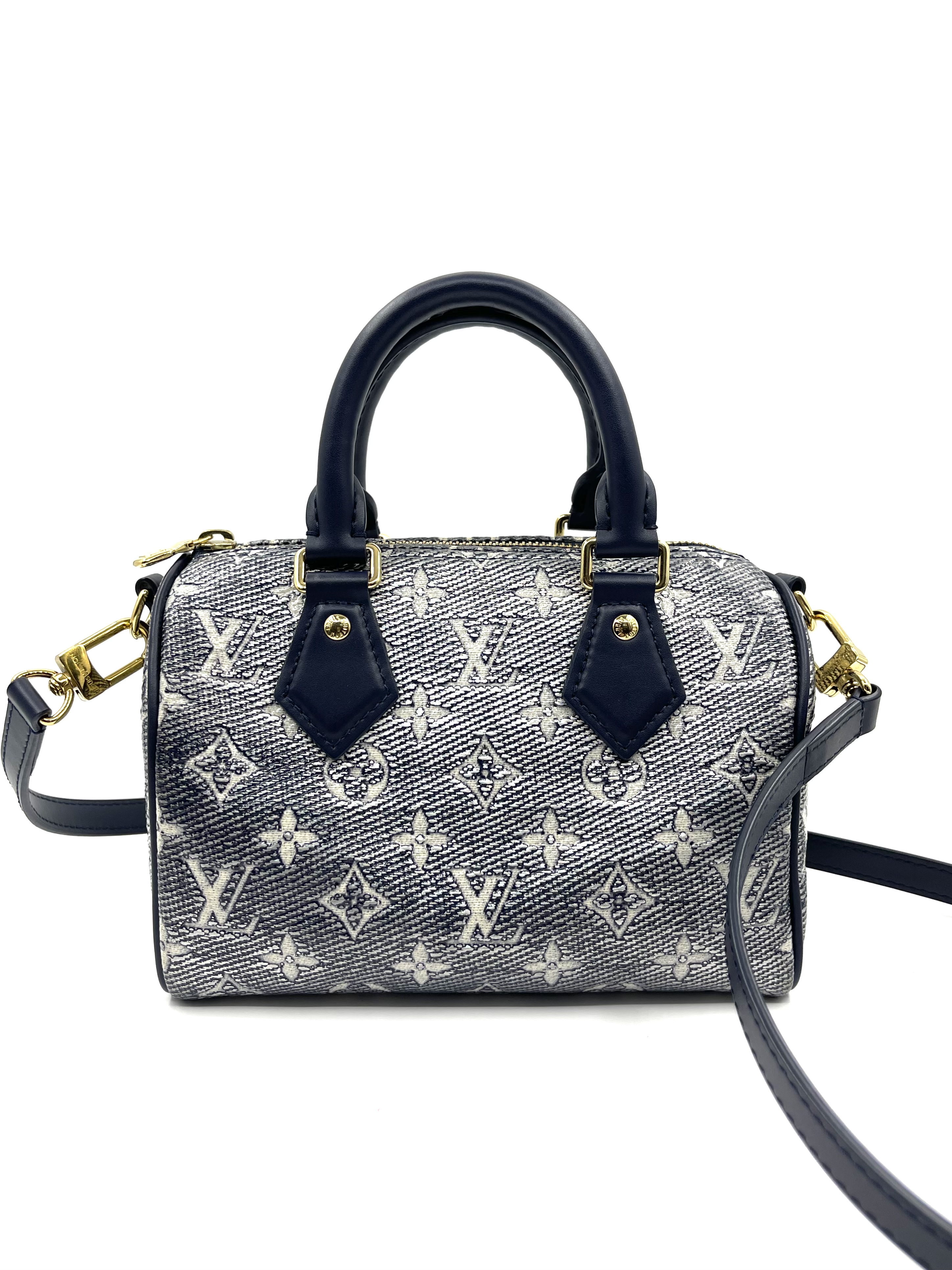 Pre-owned Louis Vuitton Speedy Bandouliere 20 Monoglam Blue