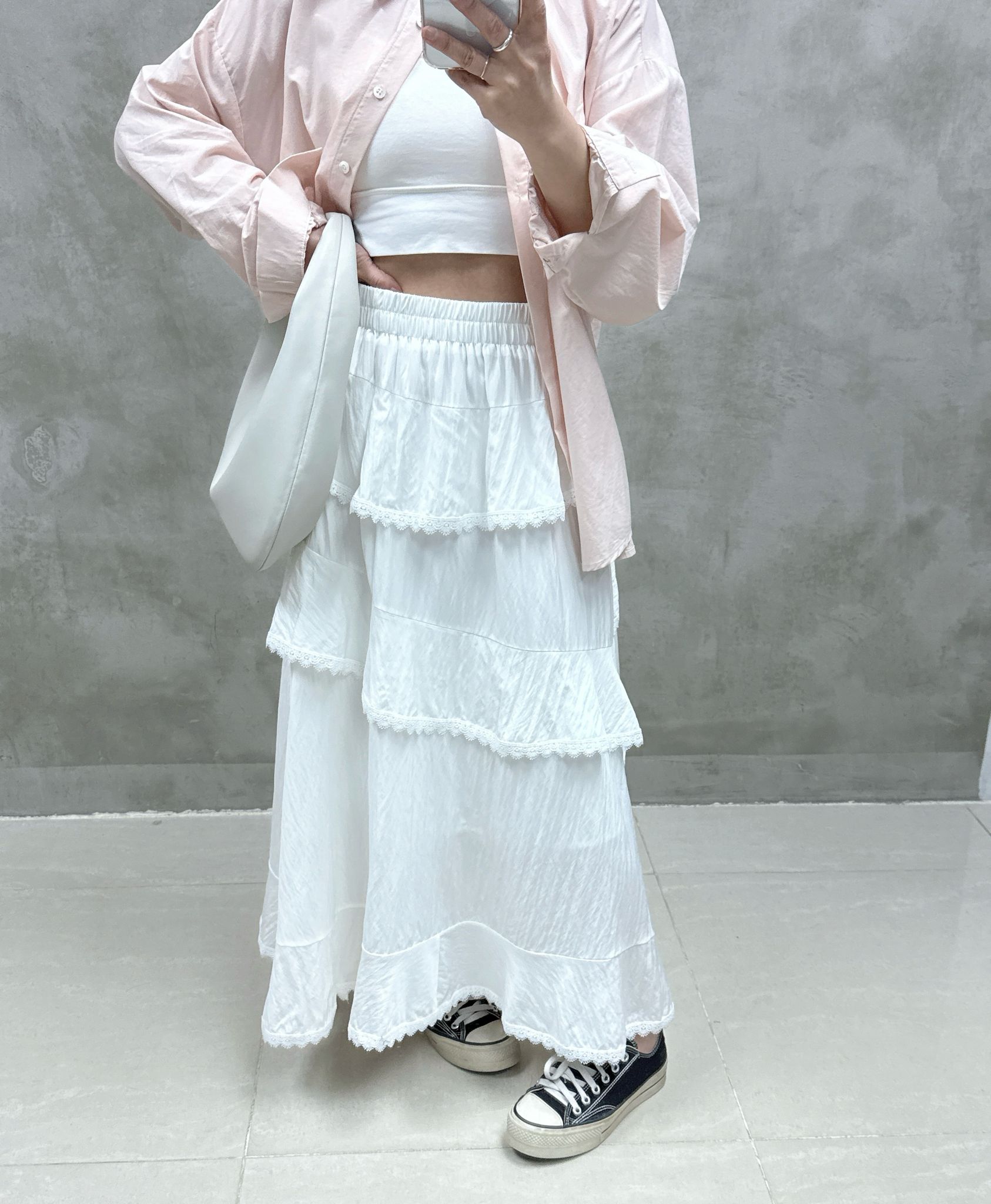 A07 層次感喱士邊半裙