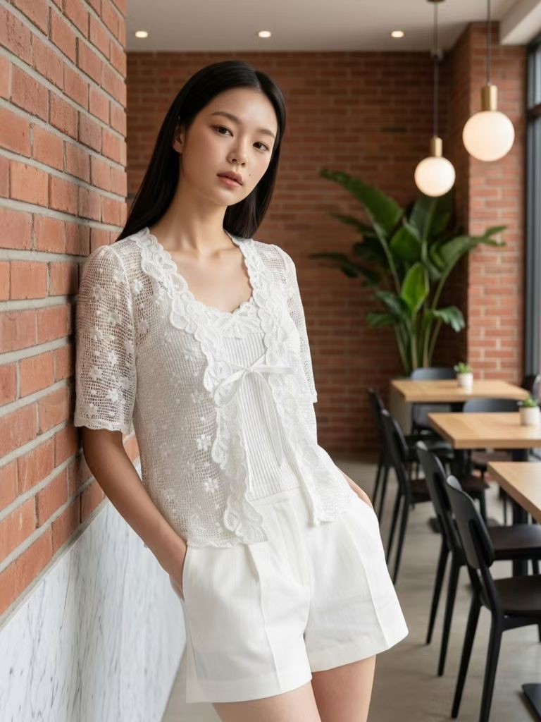AD4 V領綁結外套Top 