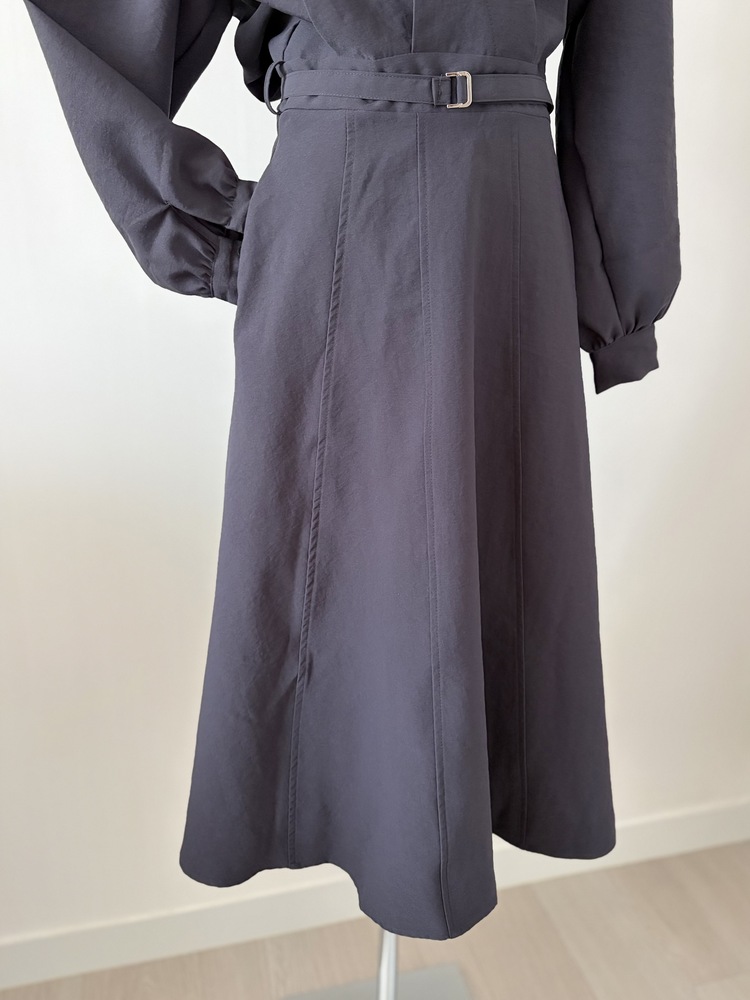 The Madeleine Belted Dress (Charcoal)