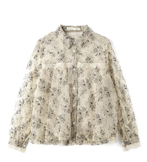 華麗蕾絲襯衫 - 2026 流行穿搭  蕾絲襯衫 春夏時尚穿搭 優雅日常 柔軟舒適 易於配搭 日本直送   #JP-I-260028