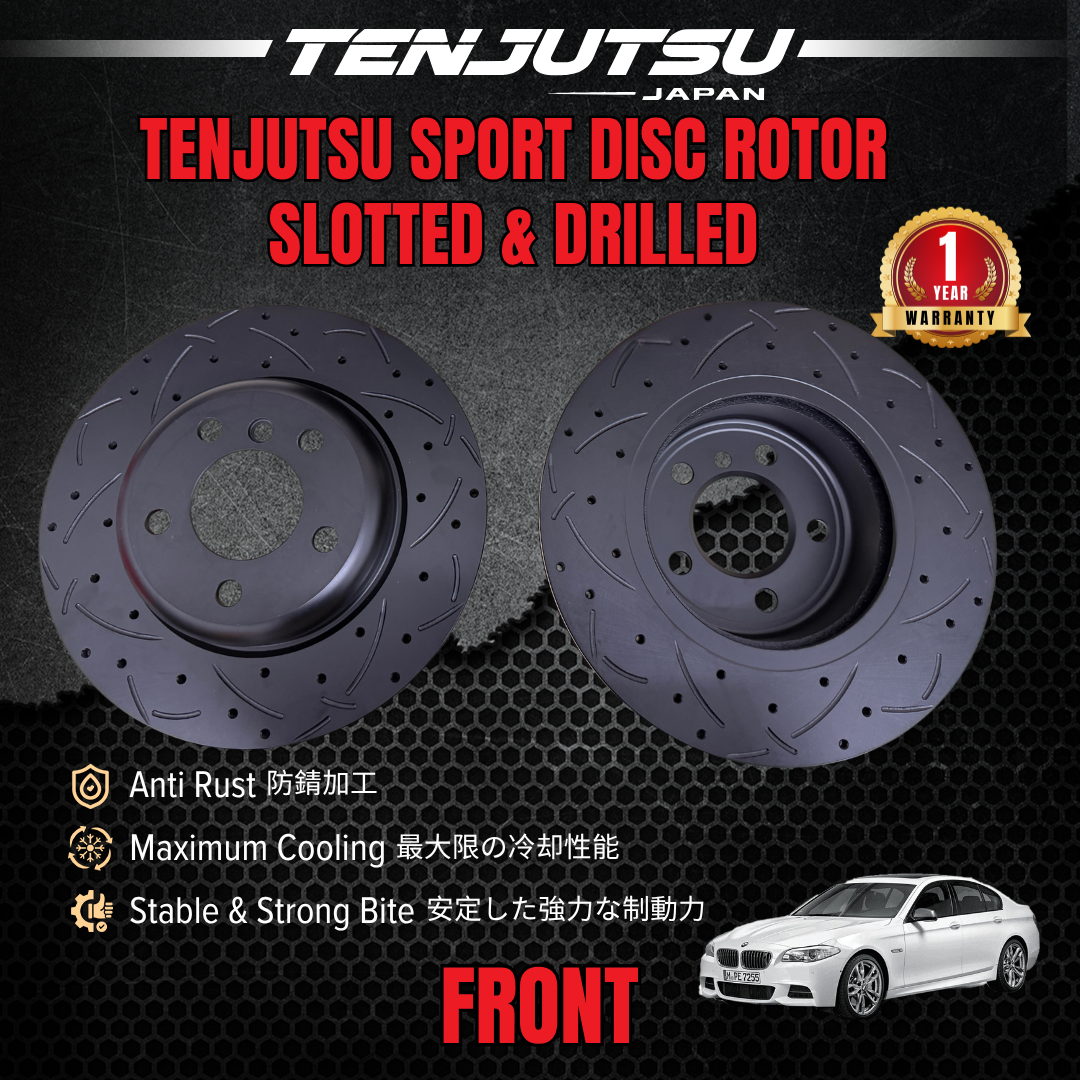 TENJUTSU Sport Front / Rear Disc Rotor (2Pcs) - Bmw 5 Series F10 520i 528i 523i 525D 530i Slotted Drilled Japan