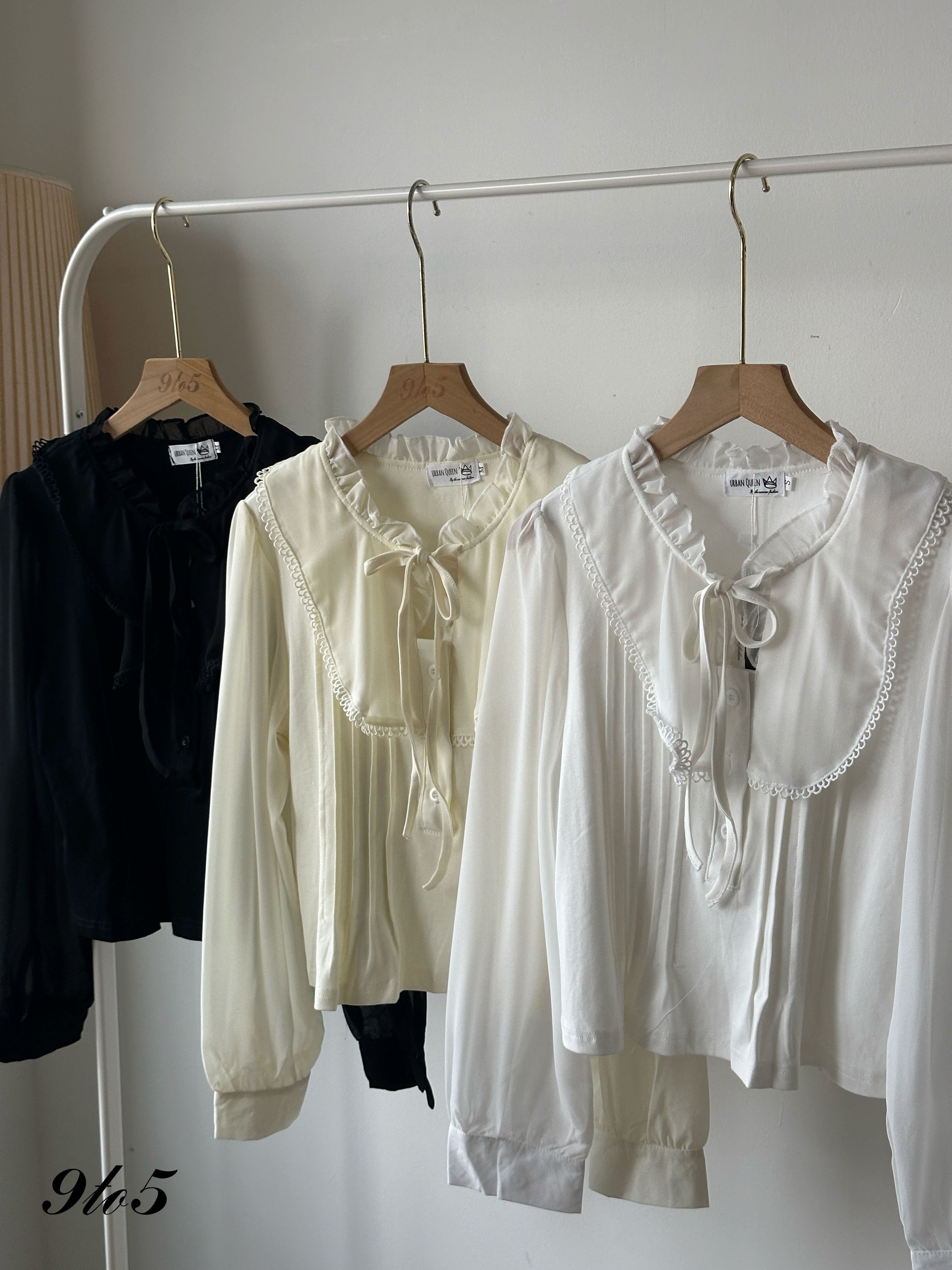 T4137 Bow-tie Ruffle Collar Blouse - 3 Colors 