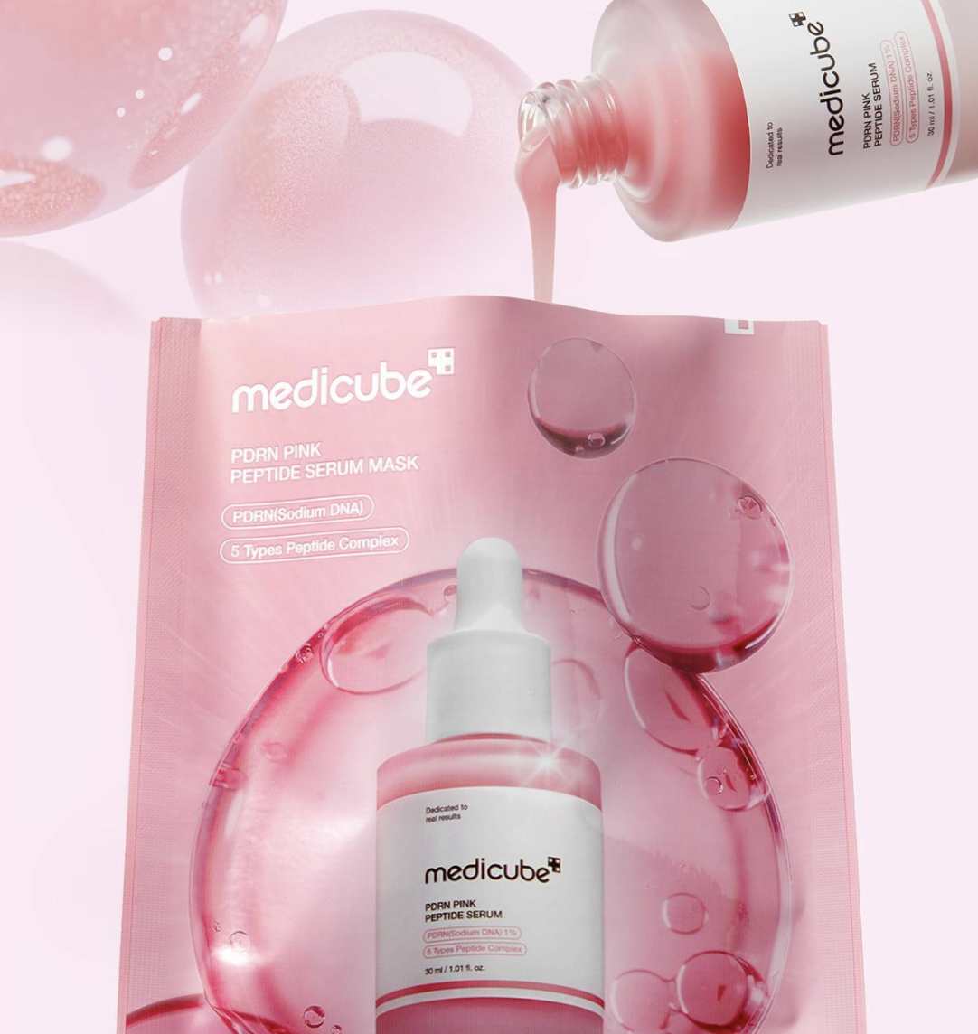 韓國 Medicube PDRN粉紅胜肽膠原安瓶面膜 5+1片裝｜PDRN Pink Peptide Serum Mask