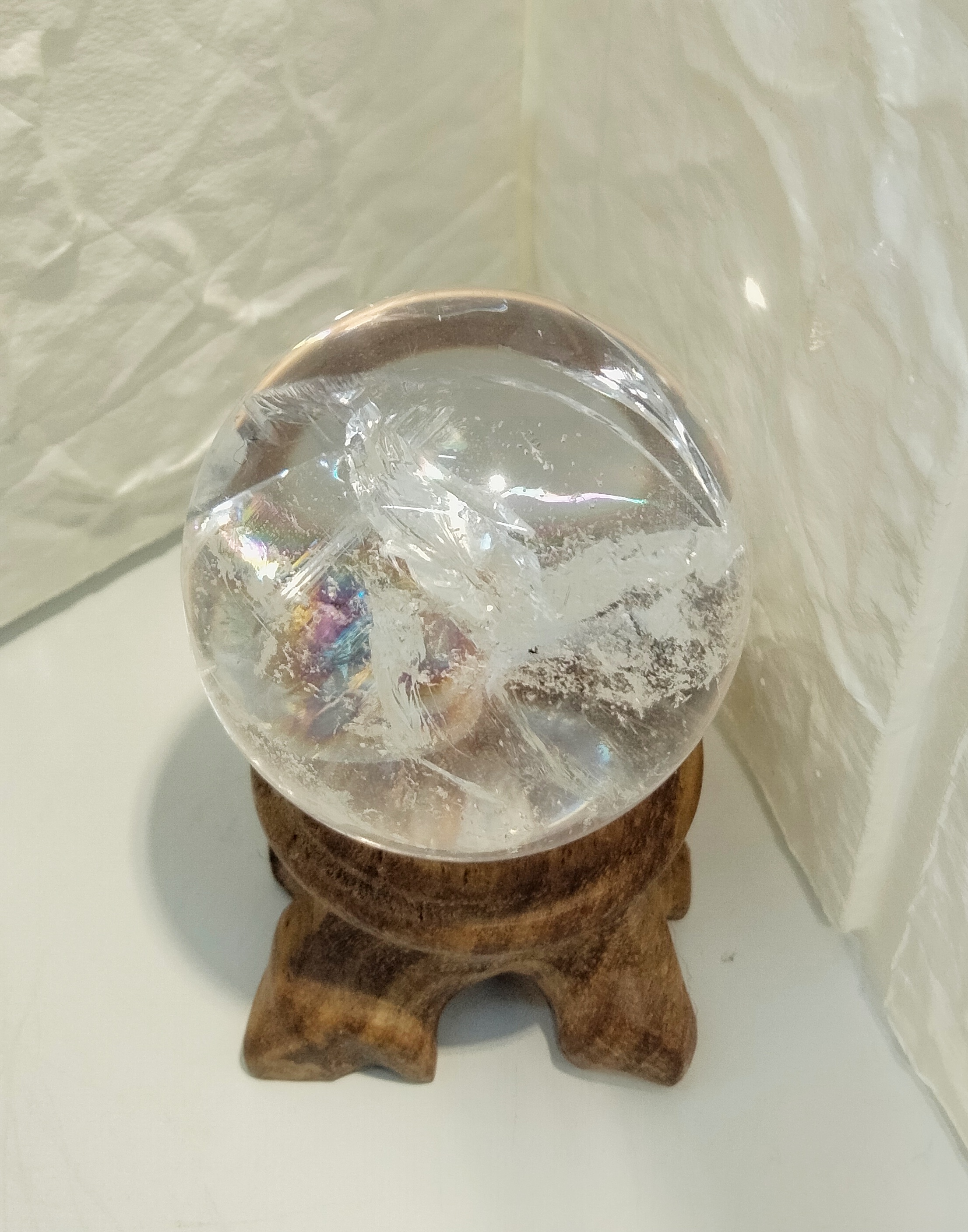 白水晶球連木座 (39mm)