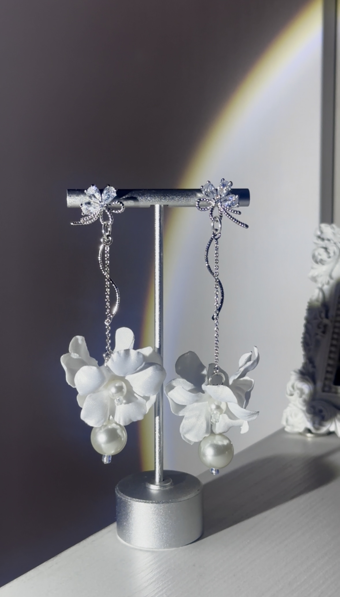 花瓣珍珠晶耳環🌹