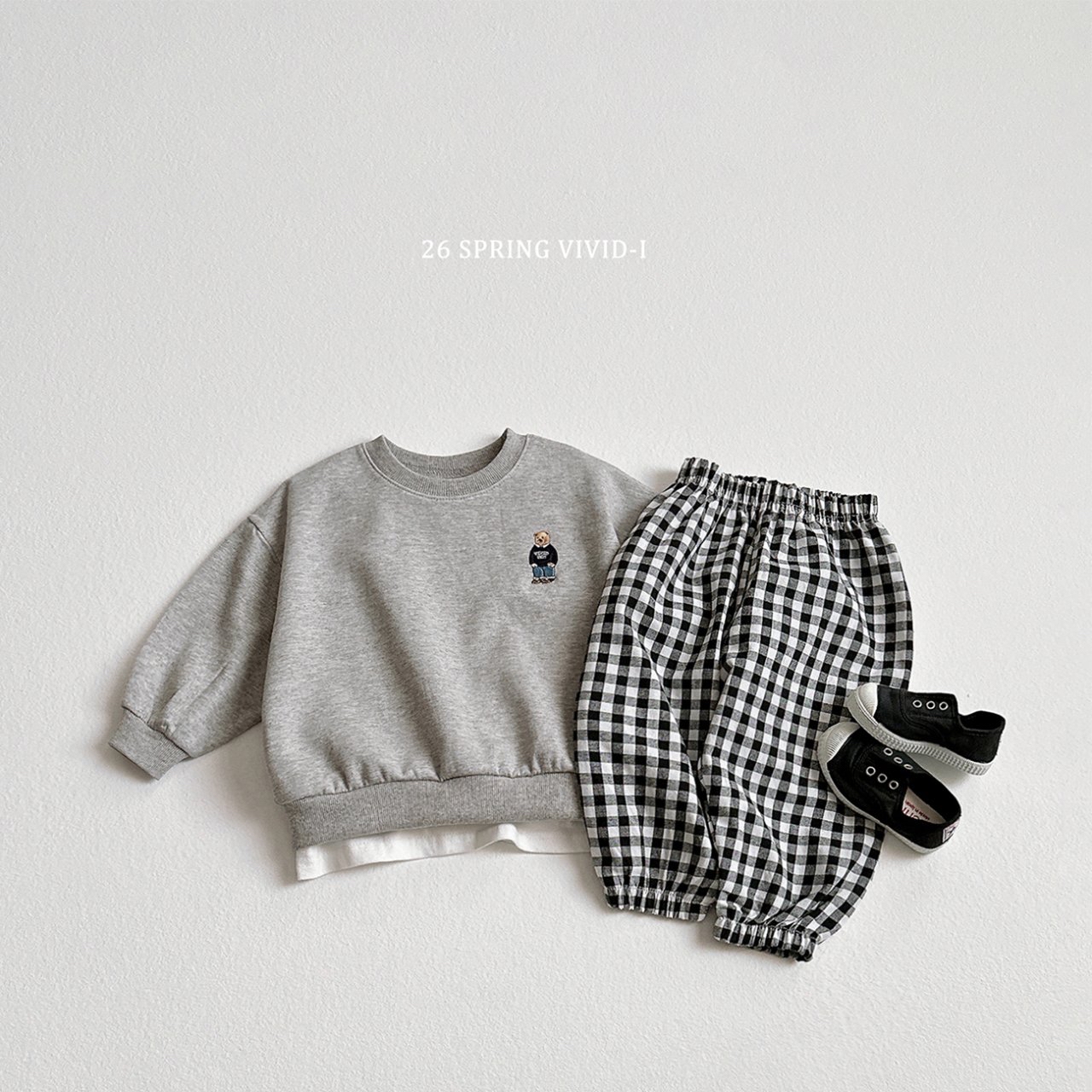 🌸預訂 韓國直送🌸🇰🇷VIVIDI四色標誌性小熊刺繡長袖上下套裝