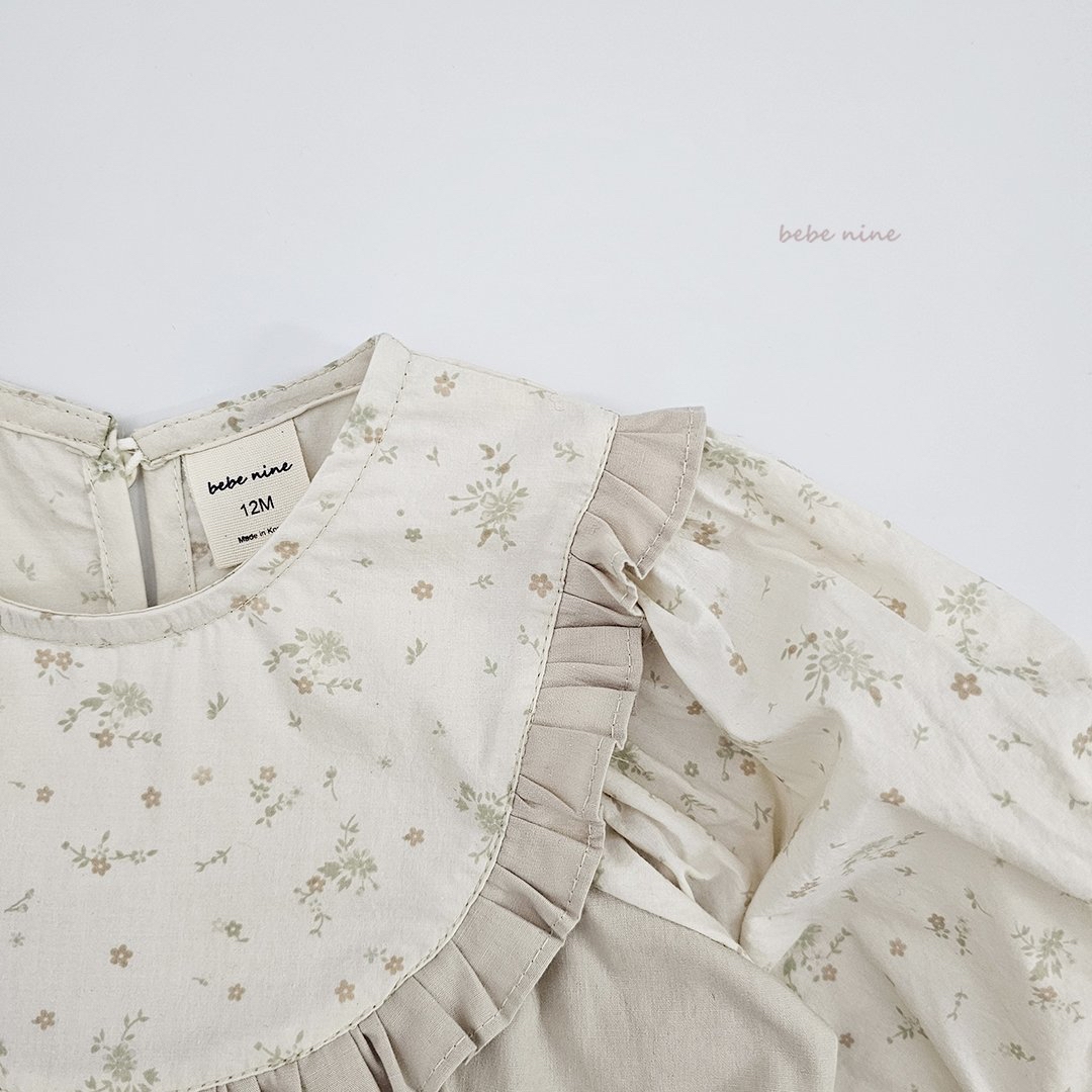 🌸預訂 韓國直送🌸🇰🇷Bebenine兩色碎花波點荷葉花邊闊領寬鬆長袖包屁衣