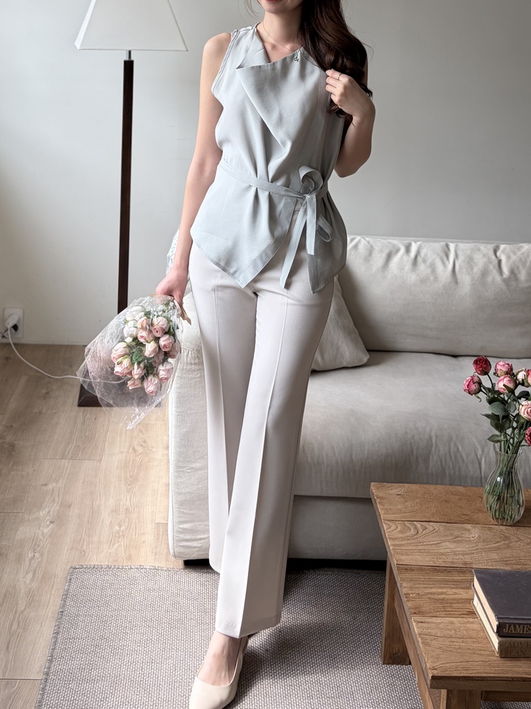 Camille Draped Wrap Blouse (Mint)