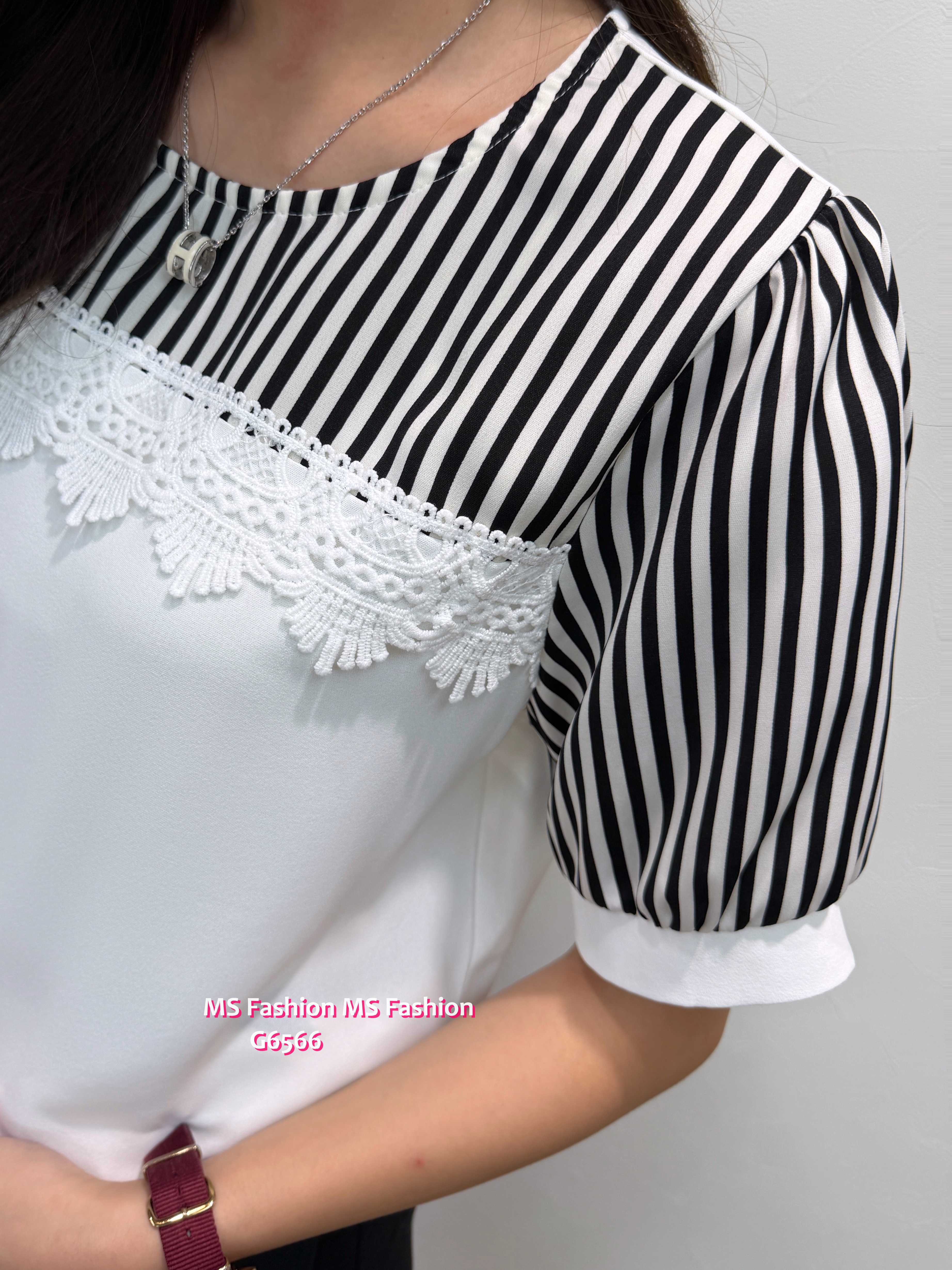 G6566 黑白條子拼布top