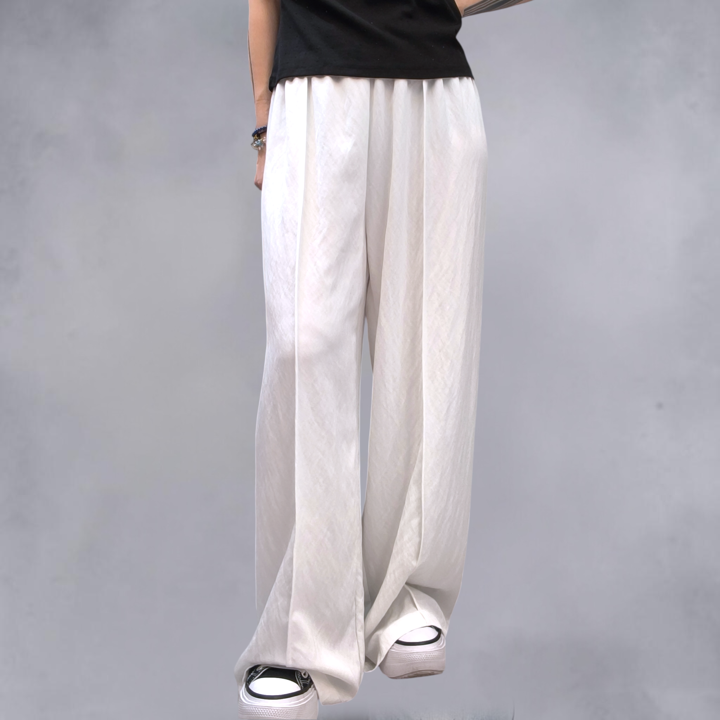 前骨簿料直筒褲