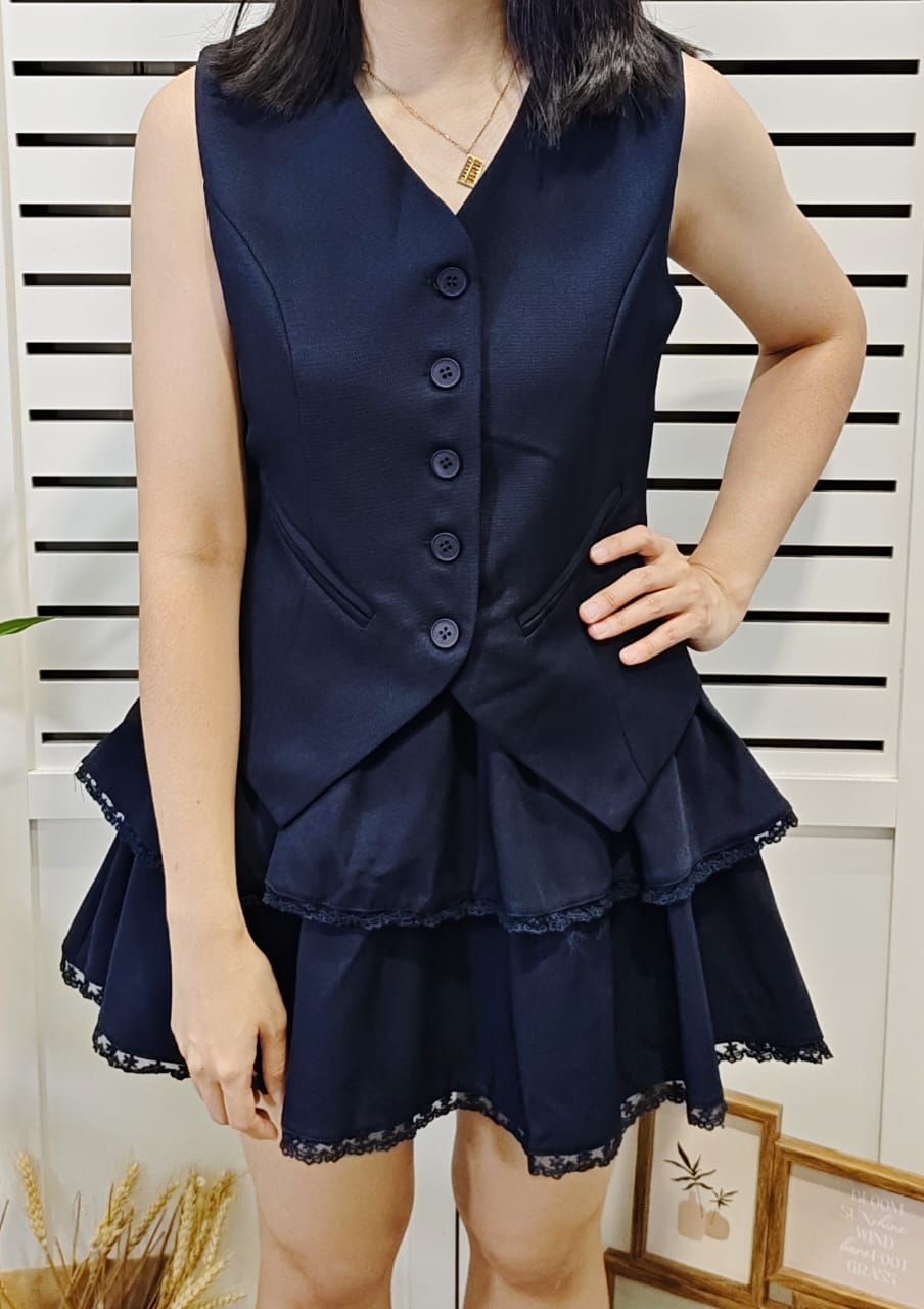 K5663 Vest Layeredcake Mini Skirt Set