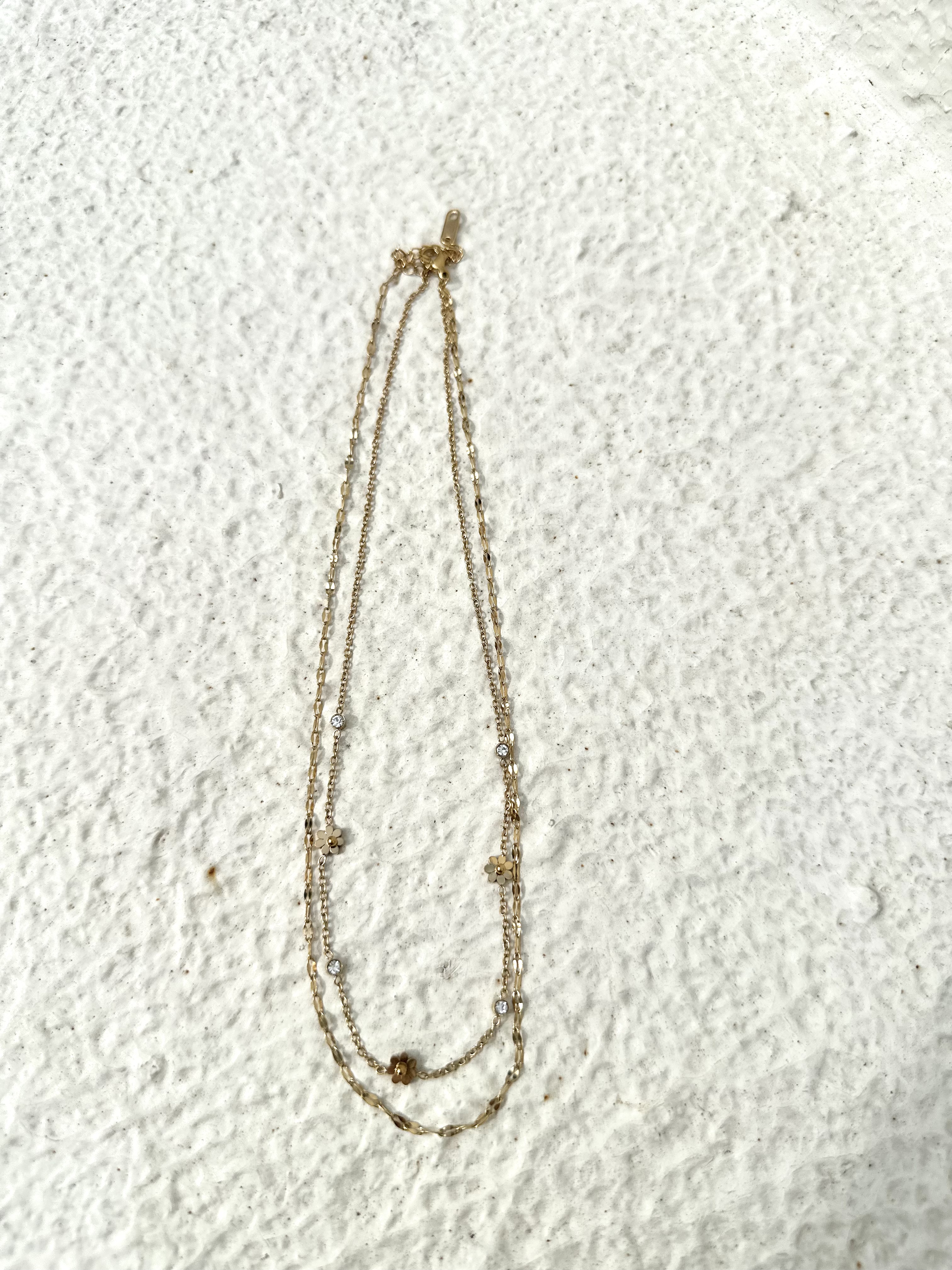Gold flower stainless necklace