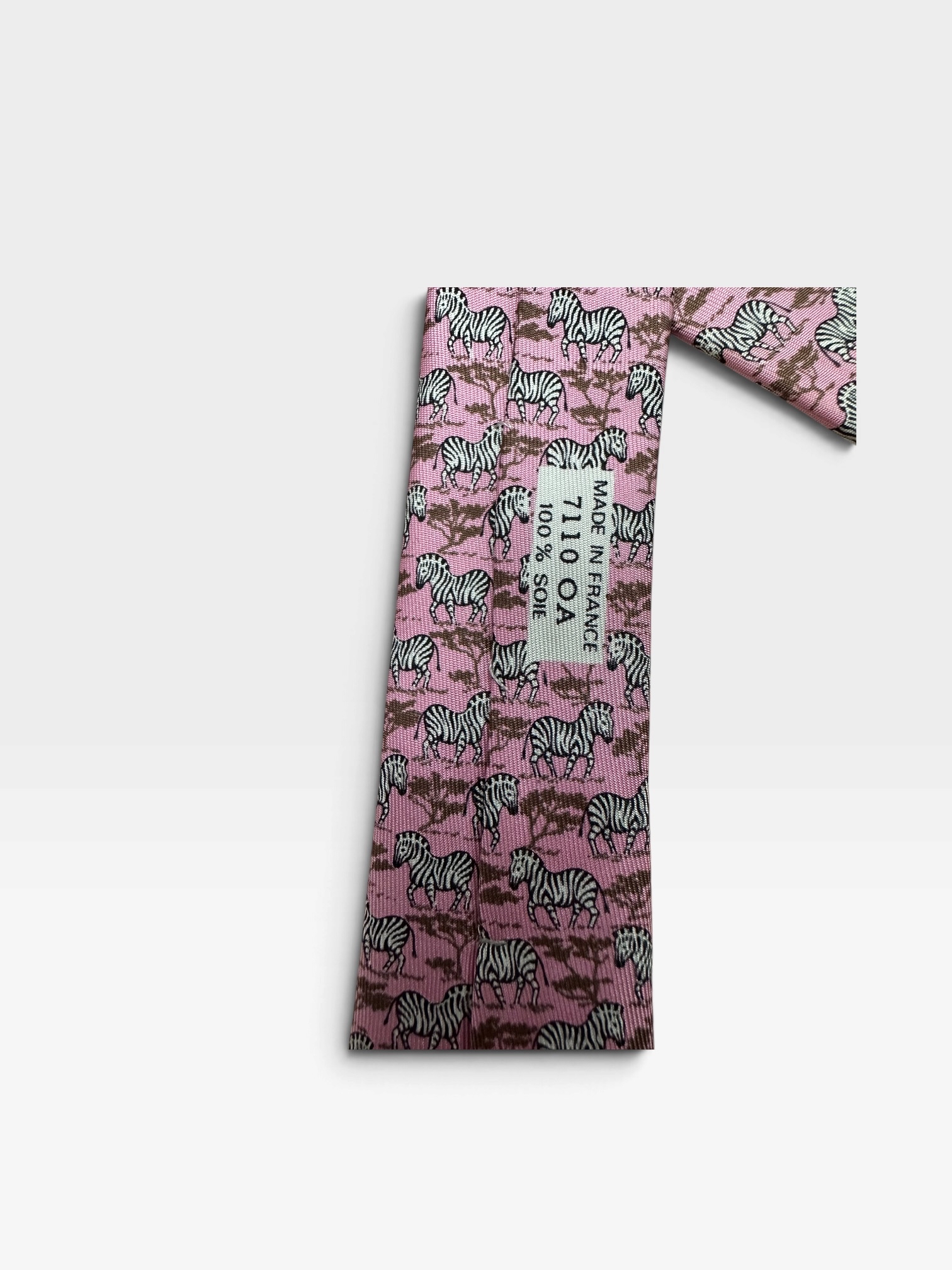 Pre-Owned Hermès Savanna Zebra & Acacia Twill Silk Tie/Product Code:102001