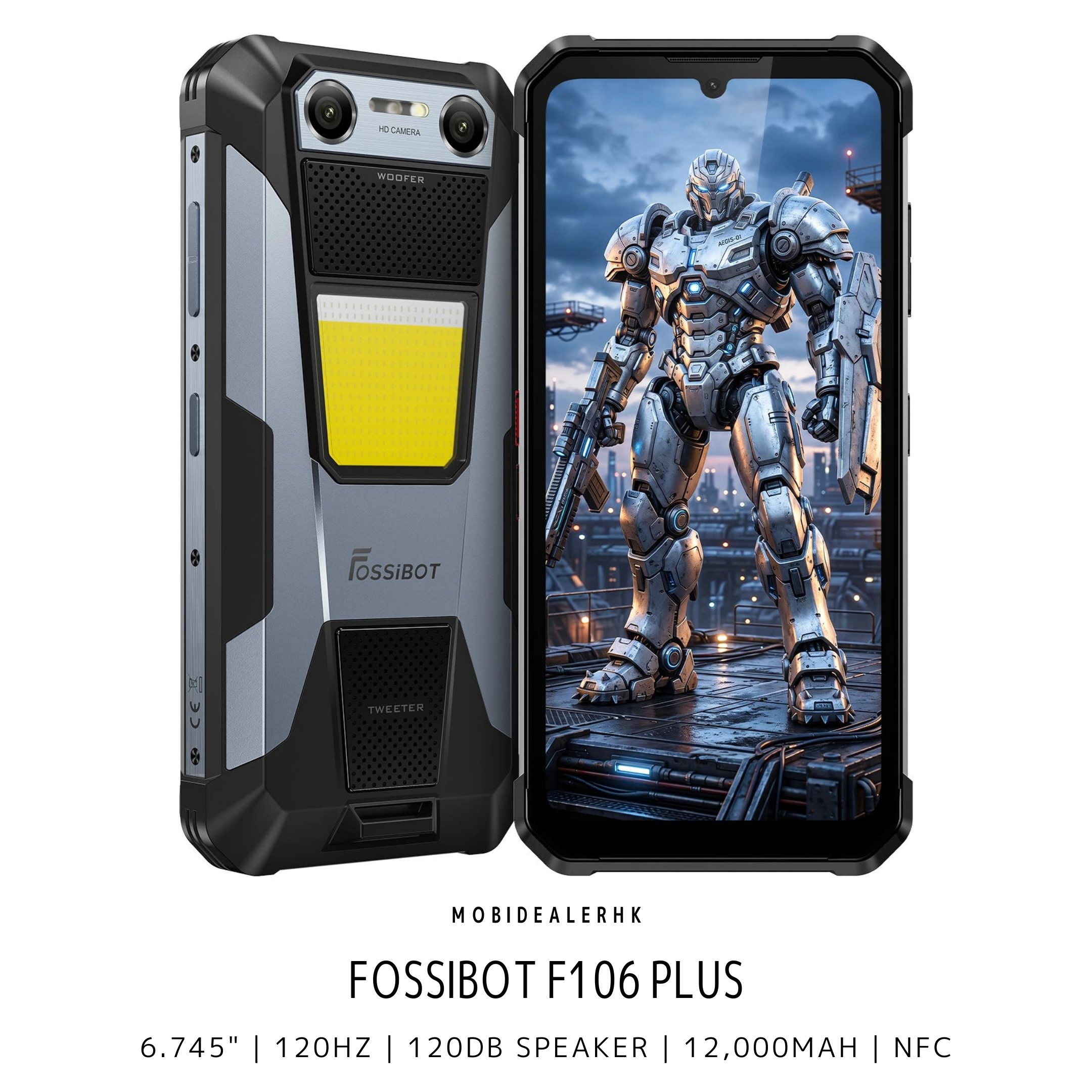 Fossibot F106 Plus | 4G | 三防手機 | 120dB 雙立體聲喇叭 | 12000mAh | 夜視鏡頭