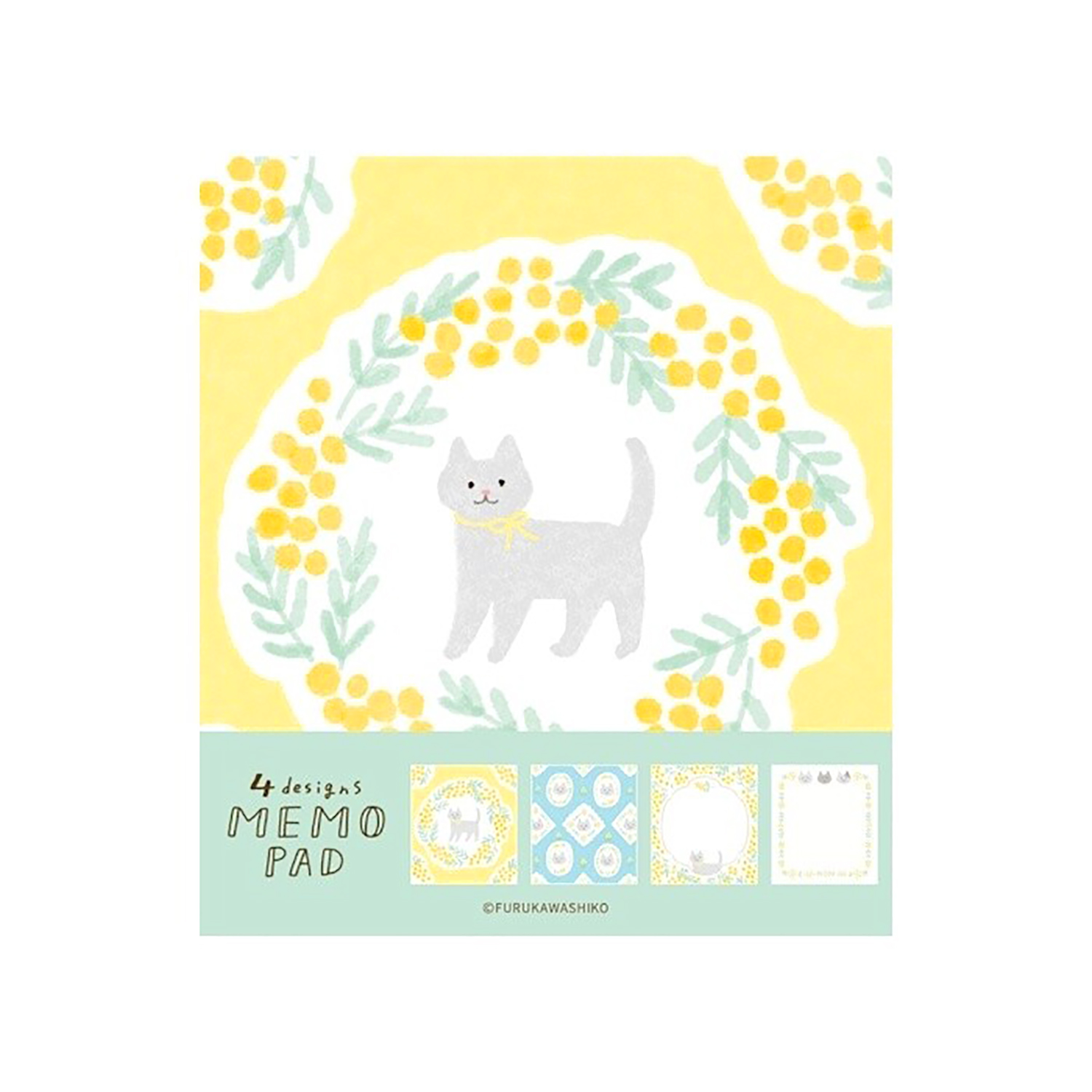 古川紙工 - 方形記事本 (黃色貓咪含羞草款)