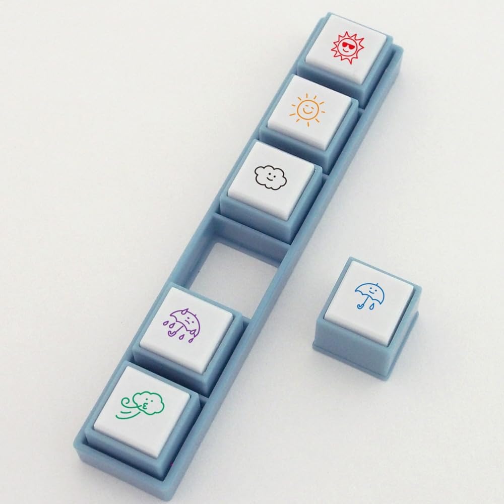 現貨｜天氣圖案 KODOMO NO KAO Pochitto Pick! 按壓式6連印章 (1802-001) 