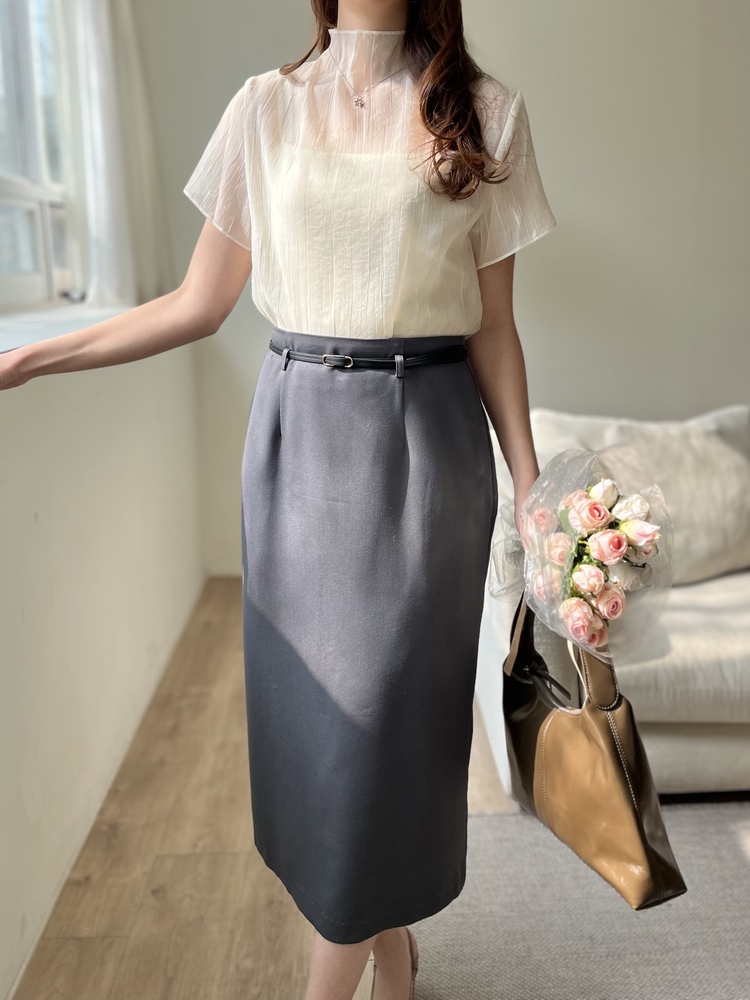 Airy Sheer Crinkle Top (Ivory)