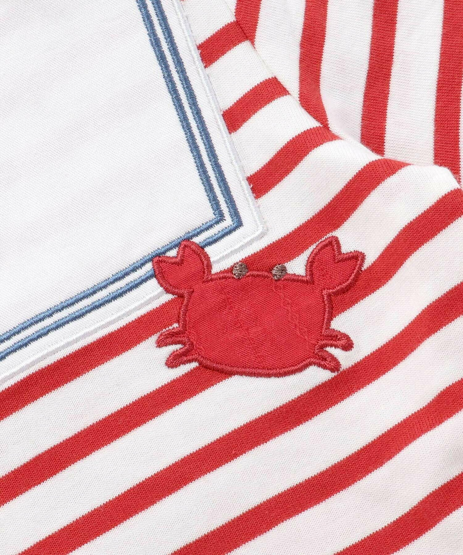 🇯🇵預訂 日本直送🇯🇵Slap Slip Baby兩色指南針望遠鏡印花水手領貼花短袖包屁衣