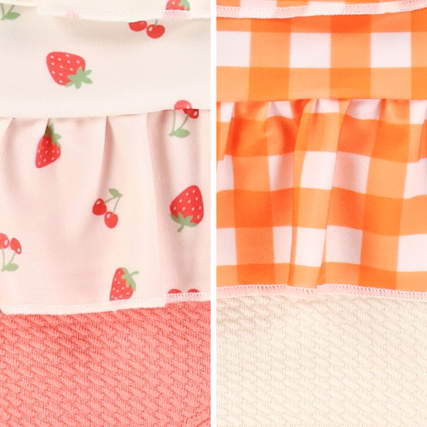 🇯🇵預訂 日本直送🇯🇵兩色格紋草莓櫻桃滿印分體泳衣