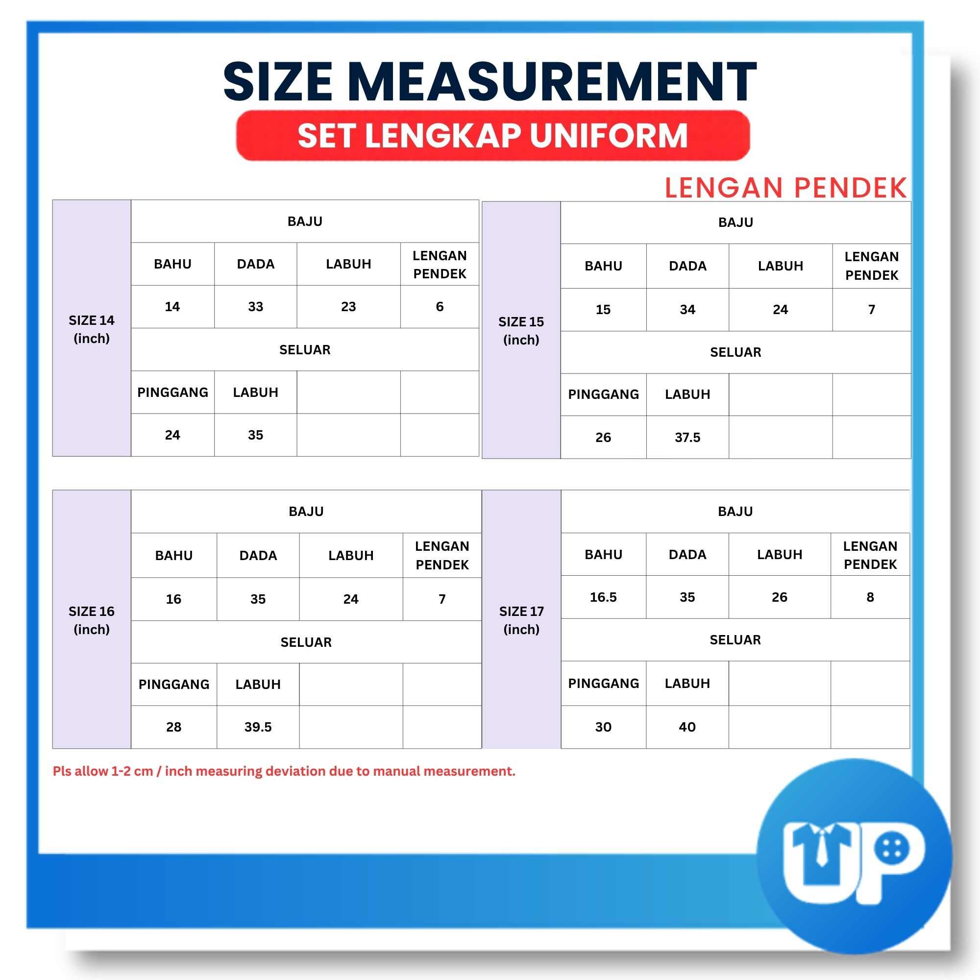 (SET LENGKAP) BSMM Pakaian Seragam Uniform Lengakap Bulan Sabit Merah Malaysia Sekolah Rendah