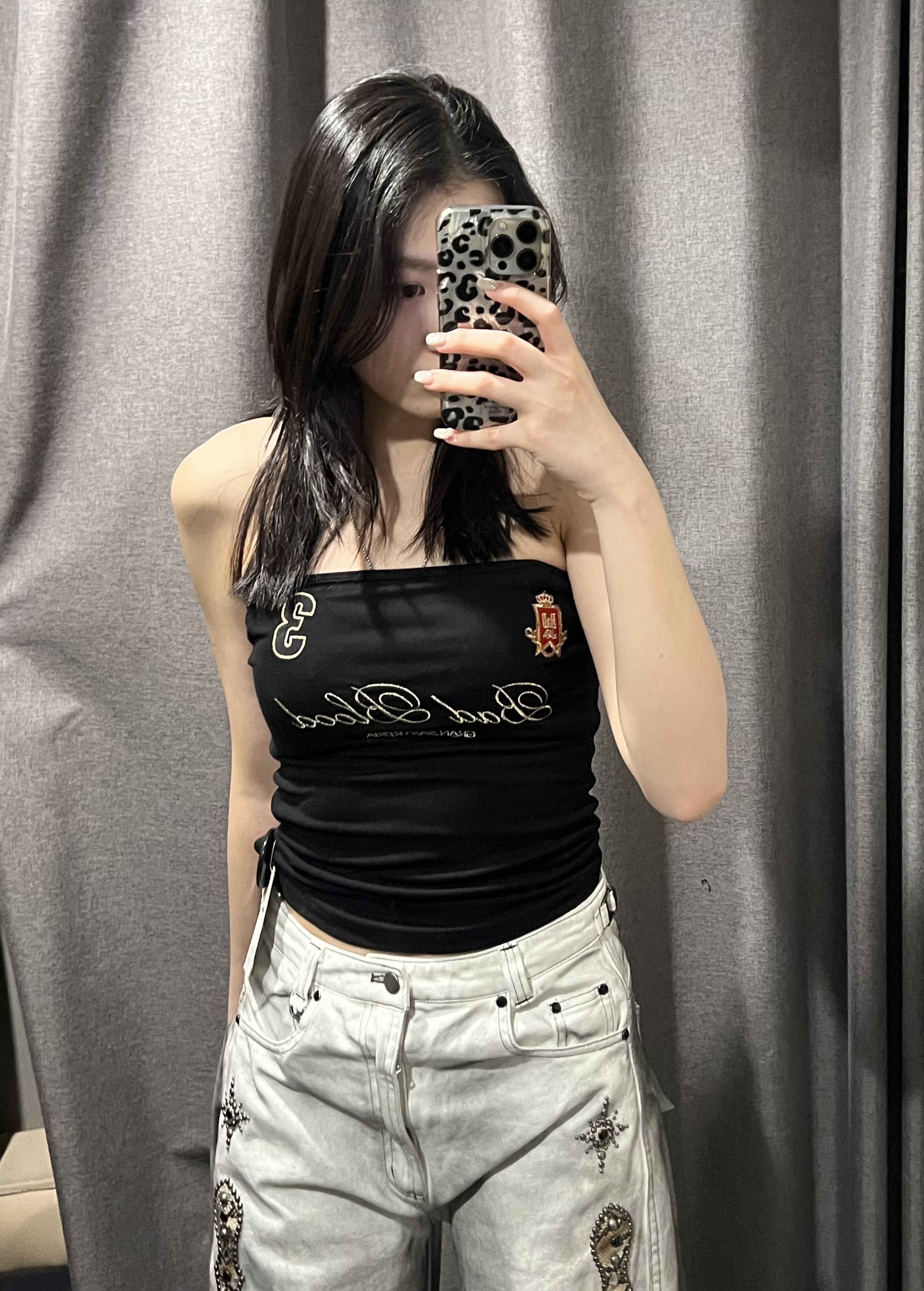 Viper Gemstone Curved Pants - Dusty White