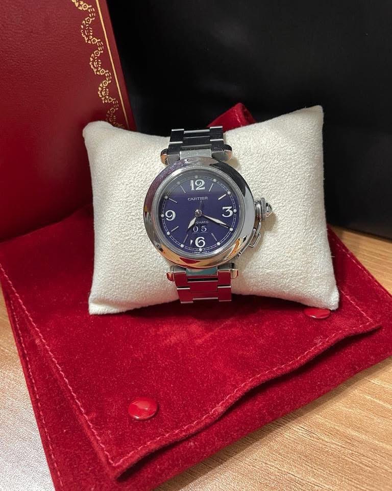 Cartier Pasha C 藍面Watch automatic 100%Authentic, 95%New✅01證書✅Booklet