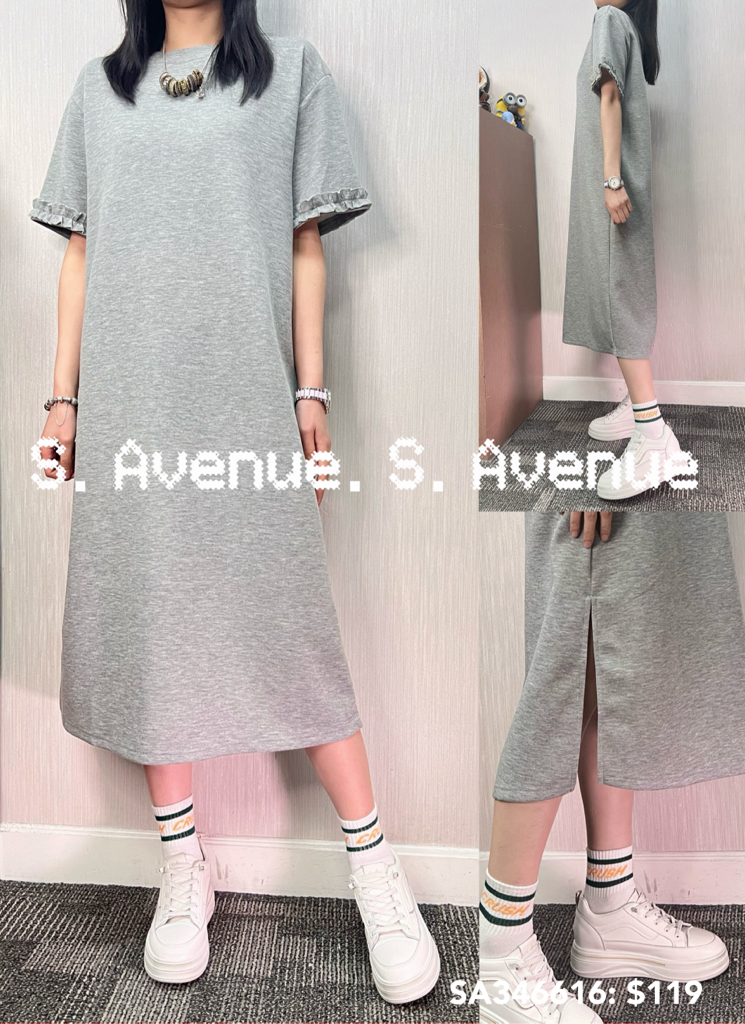 SA346616: 簡約短袖波浪邊A字op