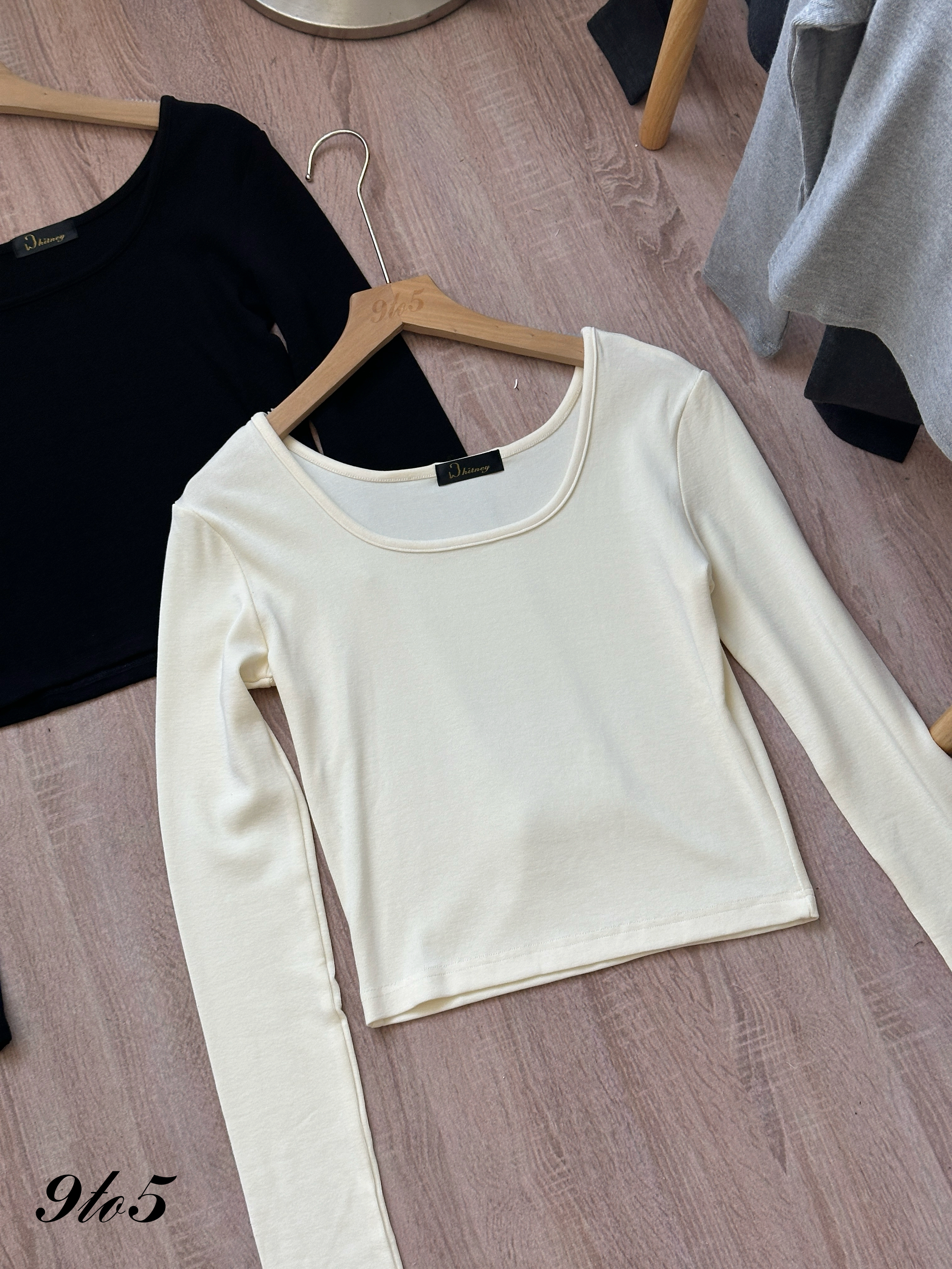 T4365 Long Sleeve Square Neck Top - 4 Colors 