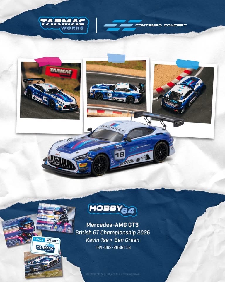 (預訂 Pre Order) Tarmac Works  ( T64-062-26BGT18 ) Mercedes-AMG GT3 British GT Championship 2026 Kevin Tse / Ben Green