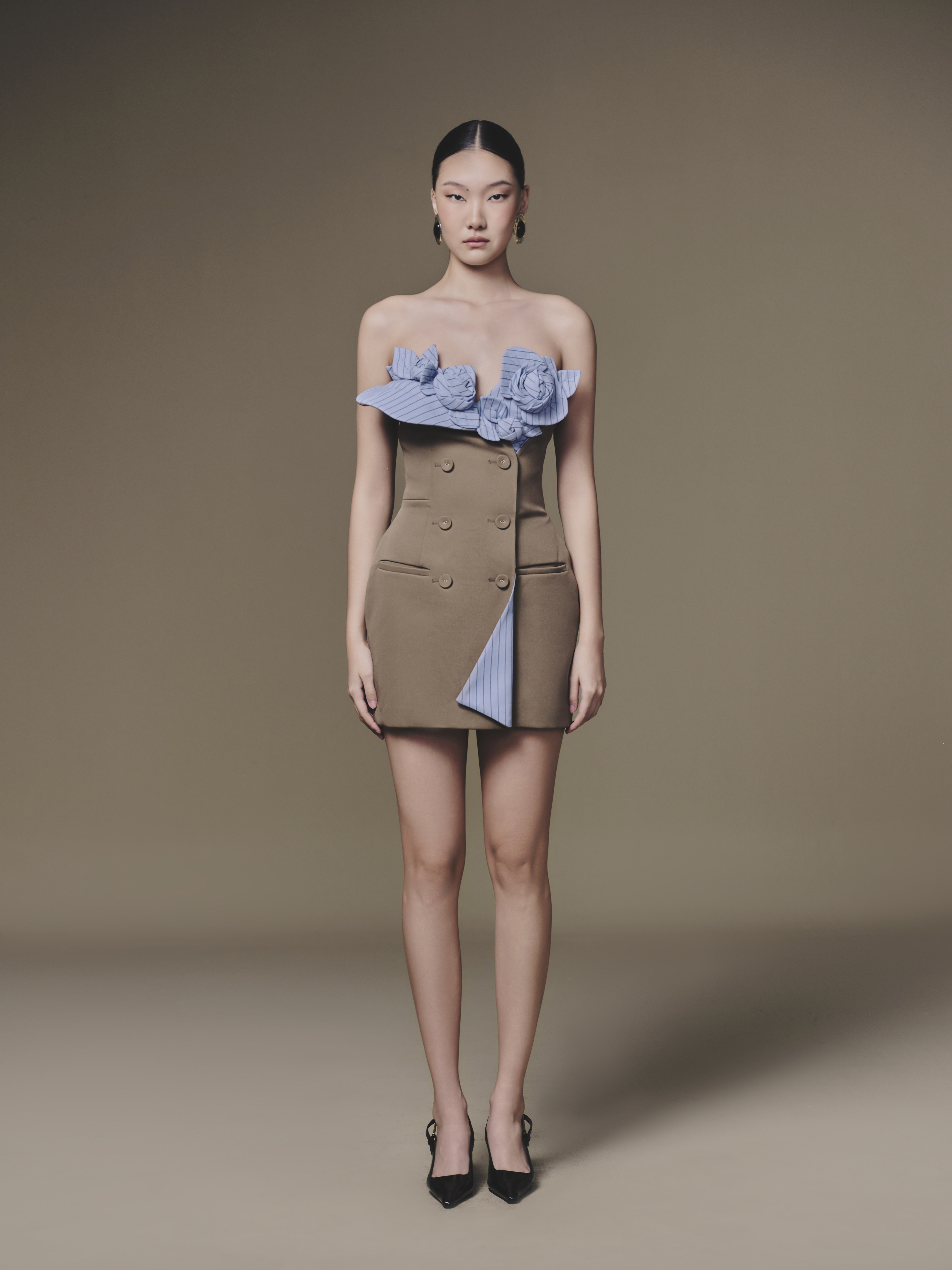 Brown Petal Bustier Dress
