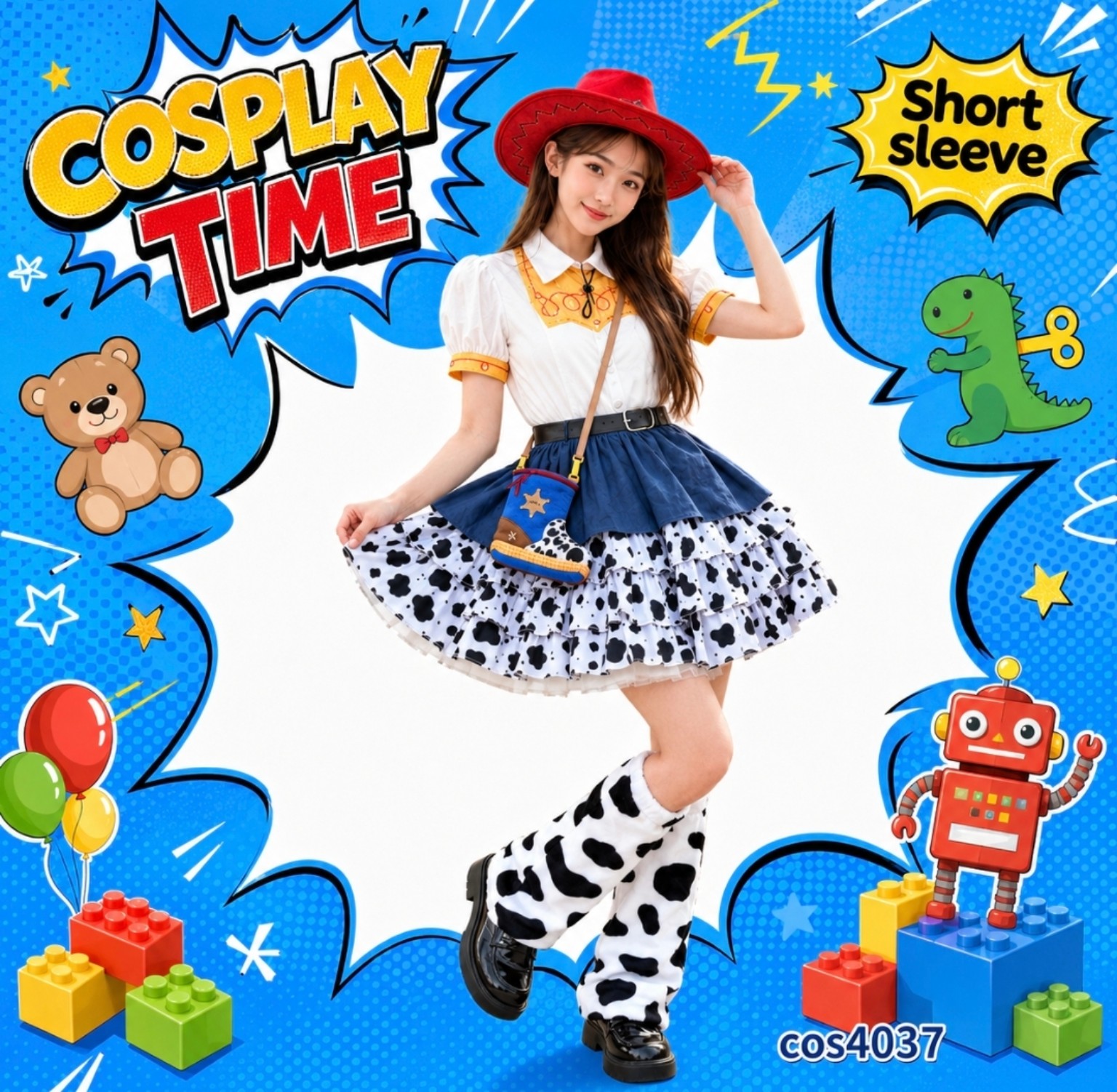 反斗奇兵 Toy Story 翠絲 Jessie 主題成人牛仔女郎短袖 Costume 角色扮演服裝