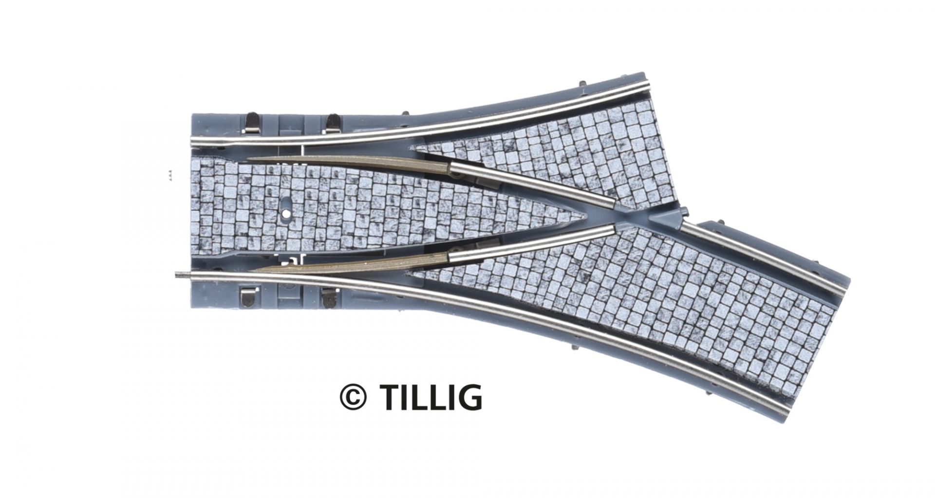 Tillig LUNA HO 單軌鋪路石分差向右R250/R204波口 1:87 Single-track branches paving-stones 馬路路軌•城市輕軌•電車路軌