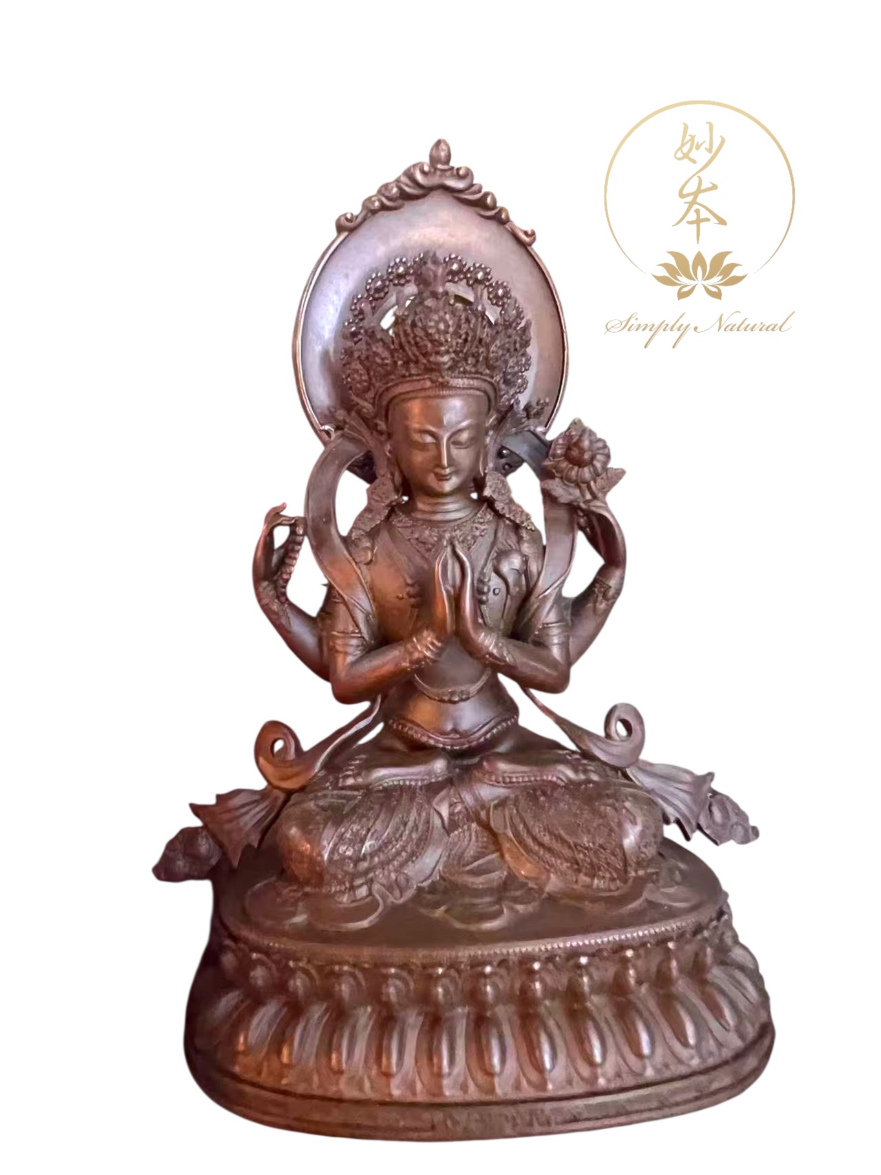 *預訂 尼泊爾紅銅12cm四臂觀音 (安排裝藏）